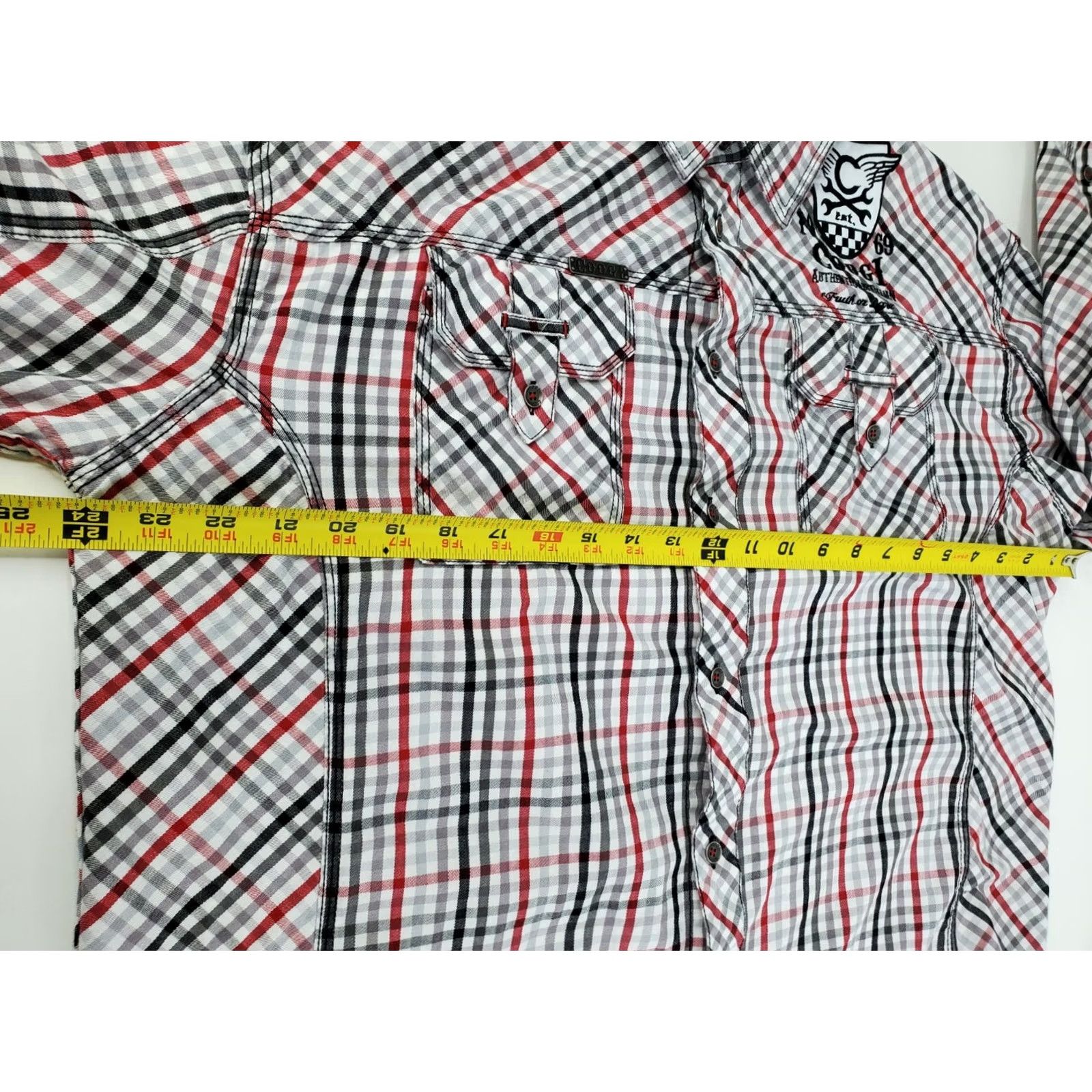 Coogi COOGI Australia Long Sleeve Plaid Button-Down Shirt Men 2XL Red Embroidery, Multicolor, Cotton, Casual Shirt, Button-Up, Regular Fit Size US XXL / EU 58 / 5 - 5 Thumbnail