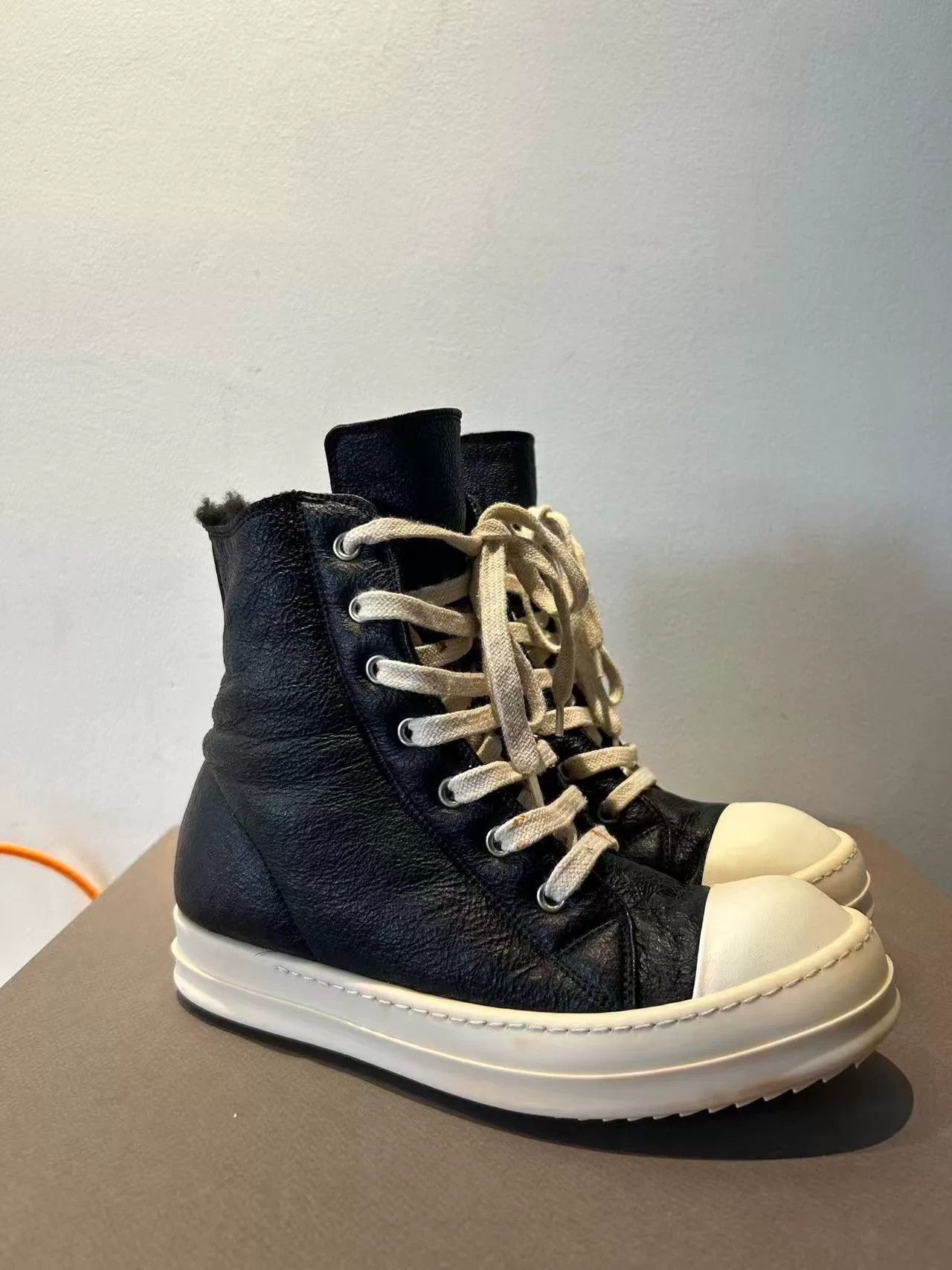 Rick Owens Black High-Top Sneakers