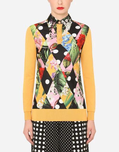 Dolce & Gabbana o1y0925 Floral-Print Polo Sweater in Multicolor Size S / US 4 / IT 40 - 3 Thumbnail