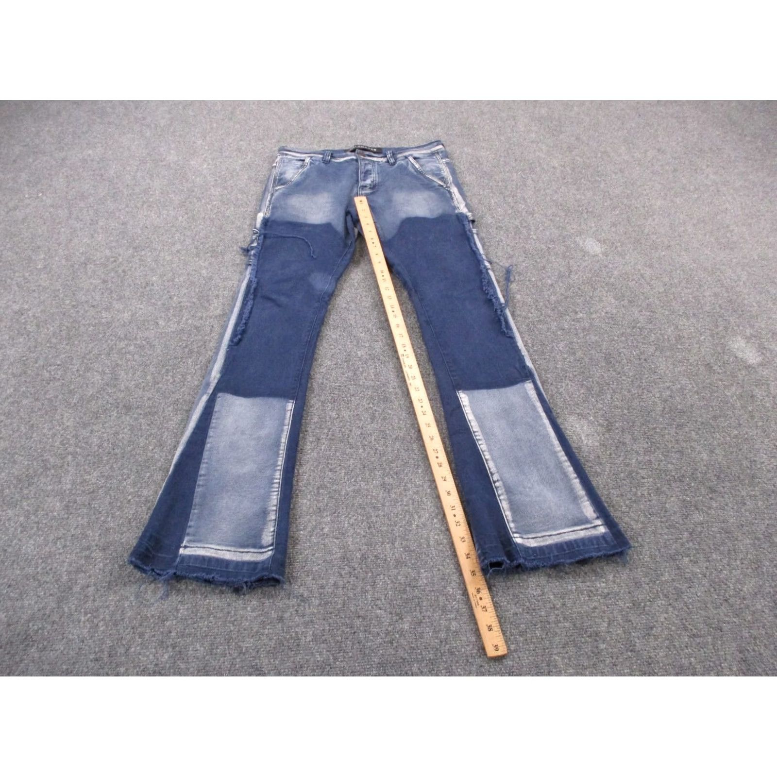 Denime Valabasas Jeans Womens 32 Blue Denim Stretch Flared Distressed Casual Size 24" / US 00 / IT 34 - 3 Thumbnail