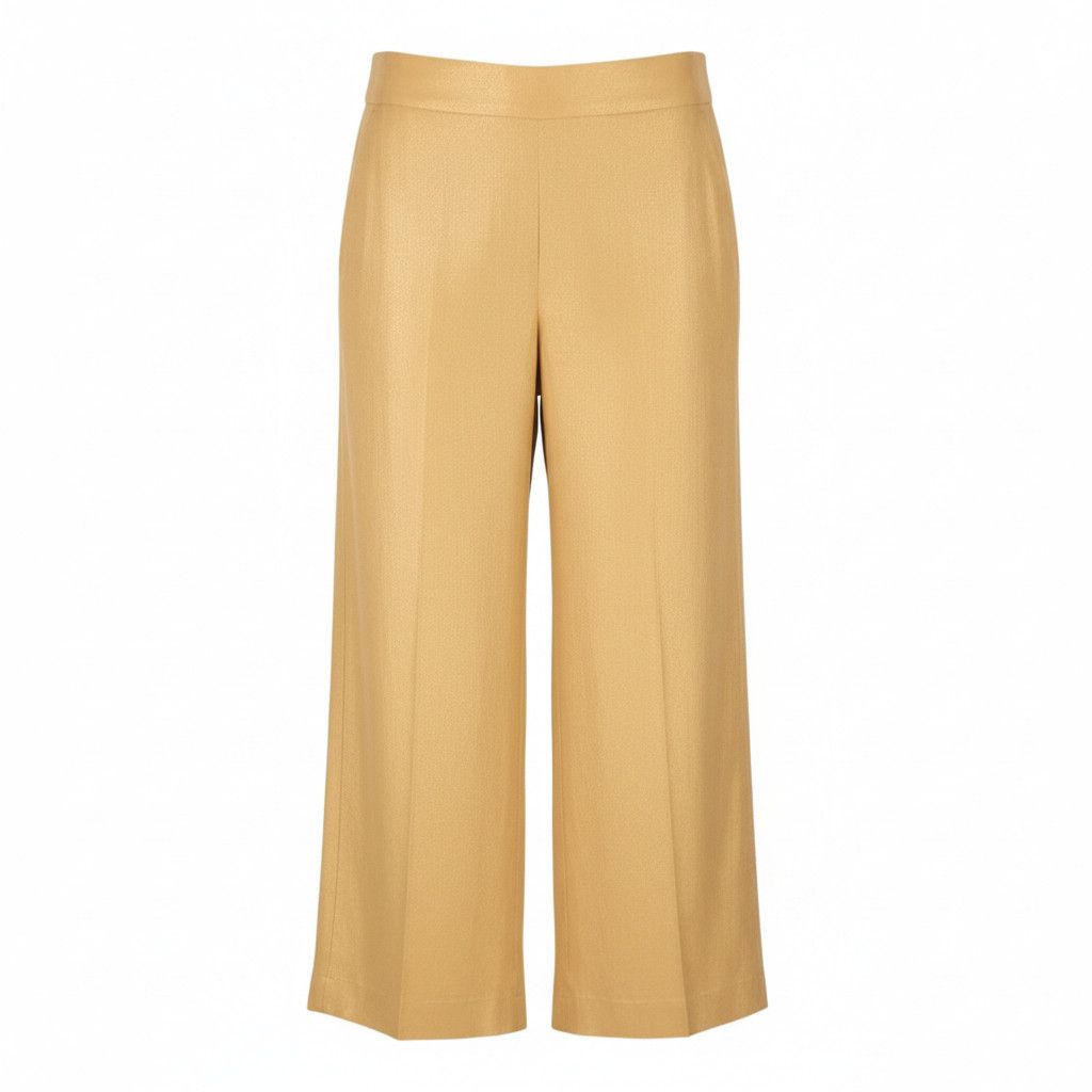 Max Mara W26 Yellow Gold Silk Glitter Cropped Trousers 88897 Size 26" / US 2 / IT 38 - 1 Thumbnail