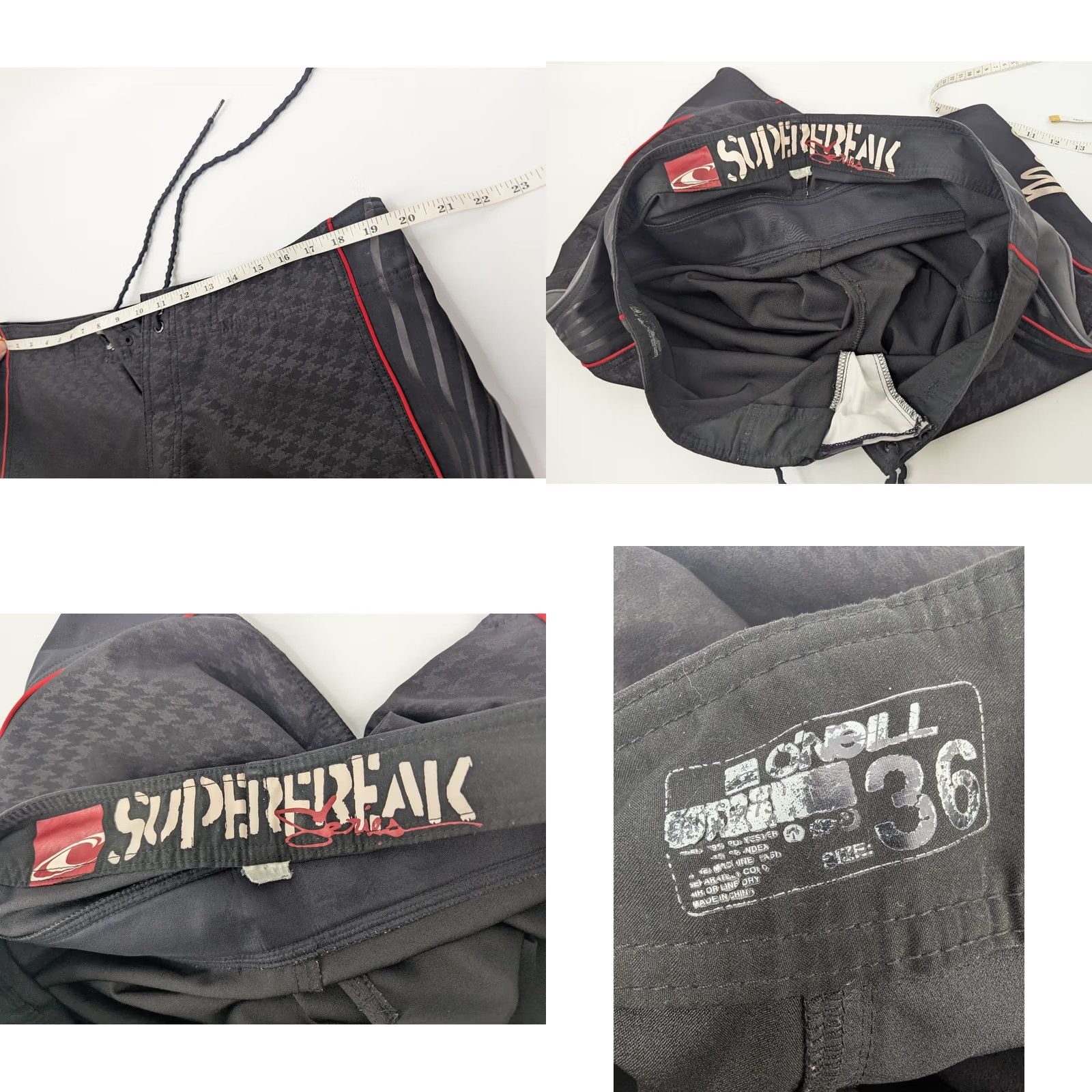 O'Neill O’Neill Board Shorts Mens 36 Black Houndstooth Performance Surf Short Size US 36 / EU 52 - 8 Thumbnail
