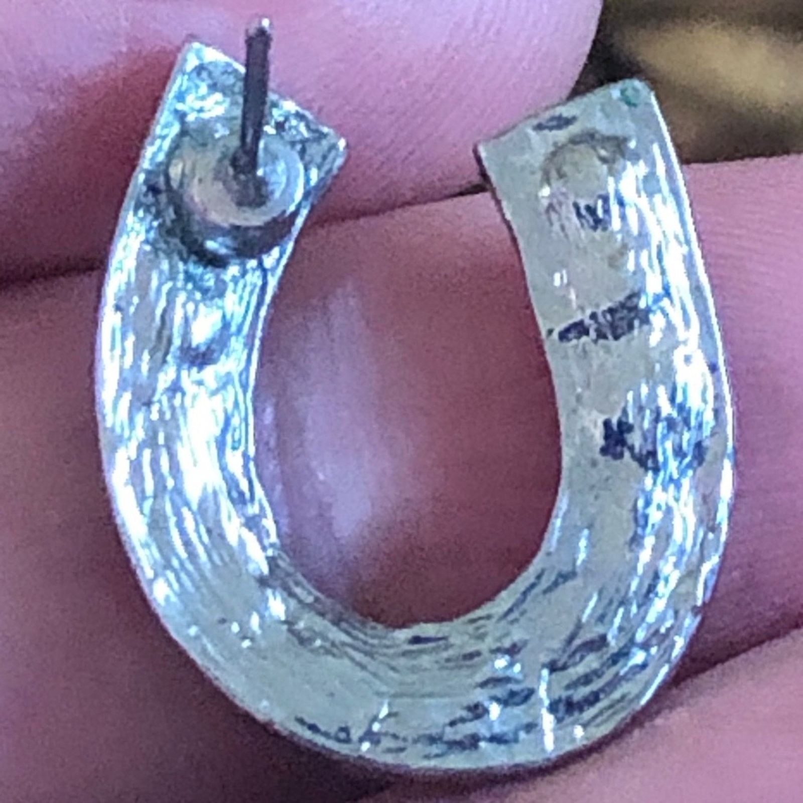 Jewelry Lucky horseshoe silver tone rhinestone earrings Size ONE SIZE - 4 Thumbnail