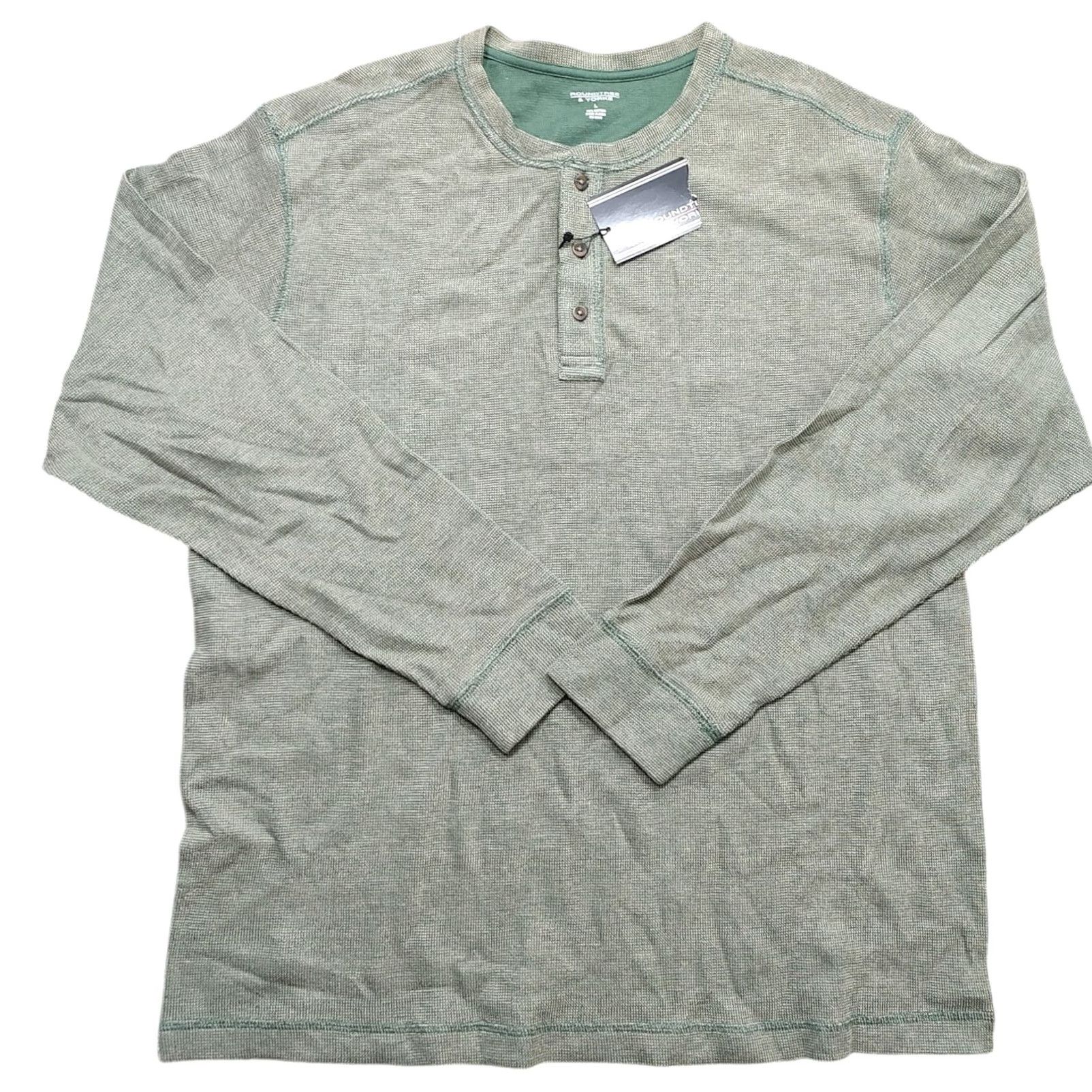 Roundtree & Yorke VINTAGE Roundtree & Yorke Knit Green Long Sleeve Thermal Henley Shirt Mens L Size US L / EU 52-54 / 3 - 2 Thumbnail
