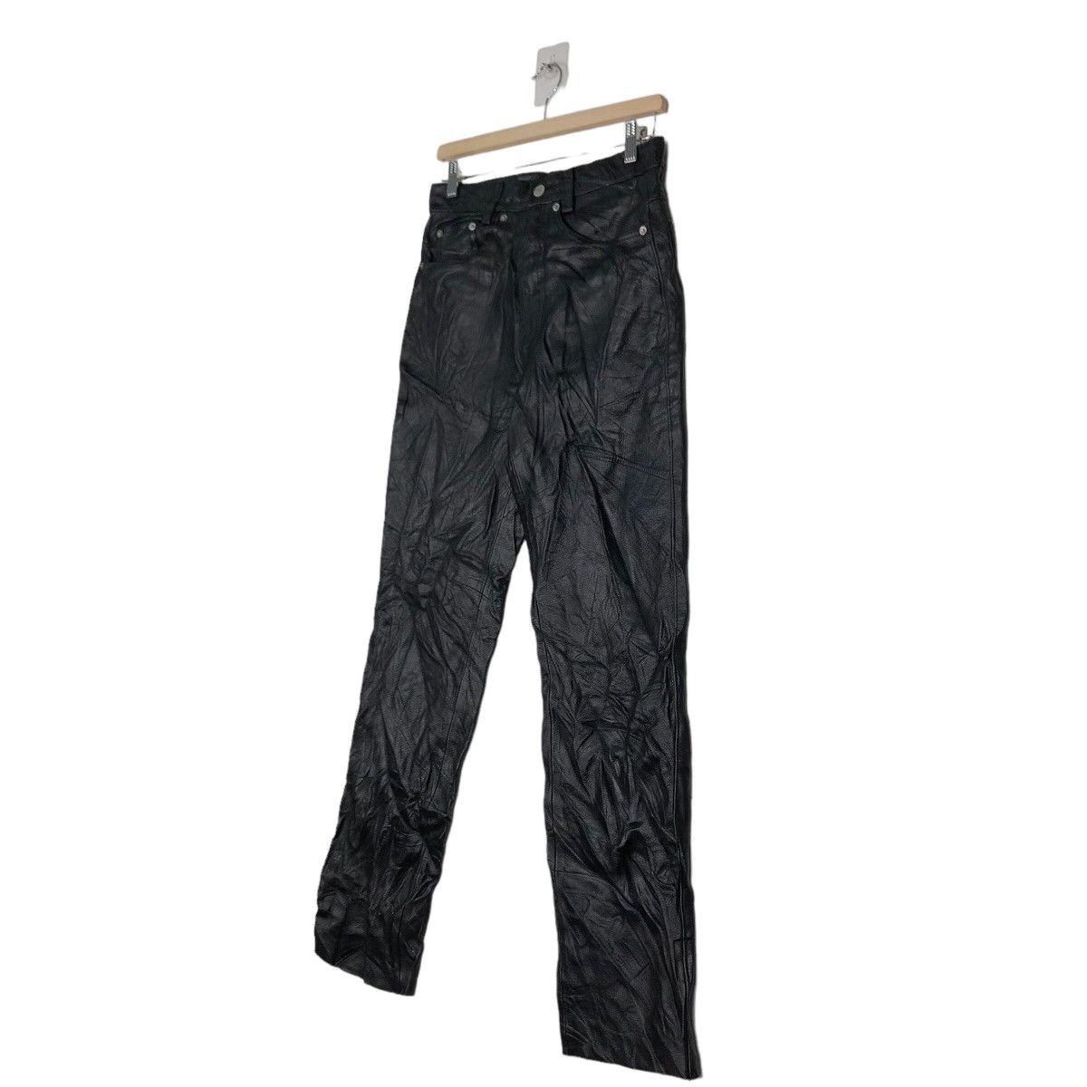 Genuine Leather 🔥Vtg Biker Leather Pants Freedom Inspire Issey Miyake Size US 29 - 2 Thumbnail