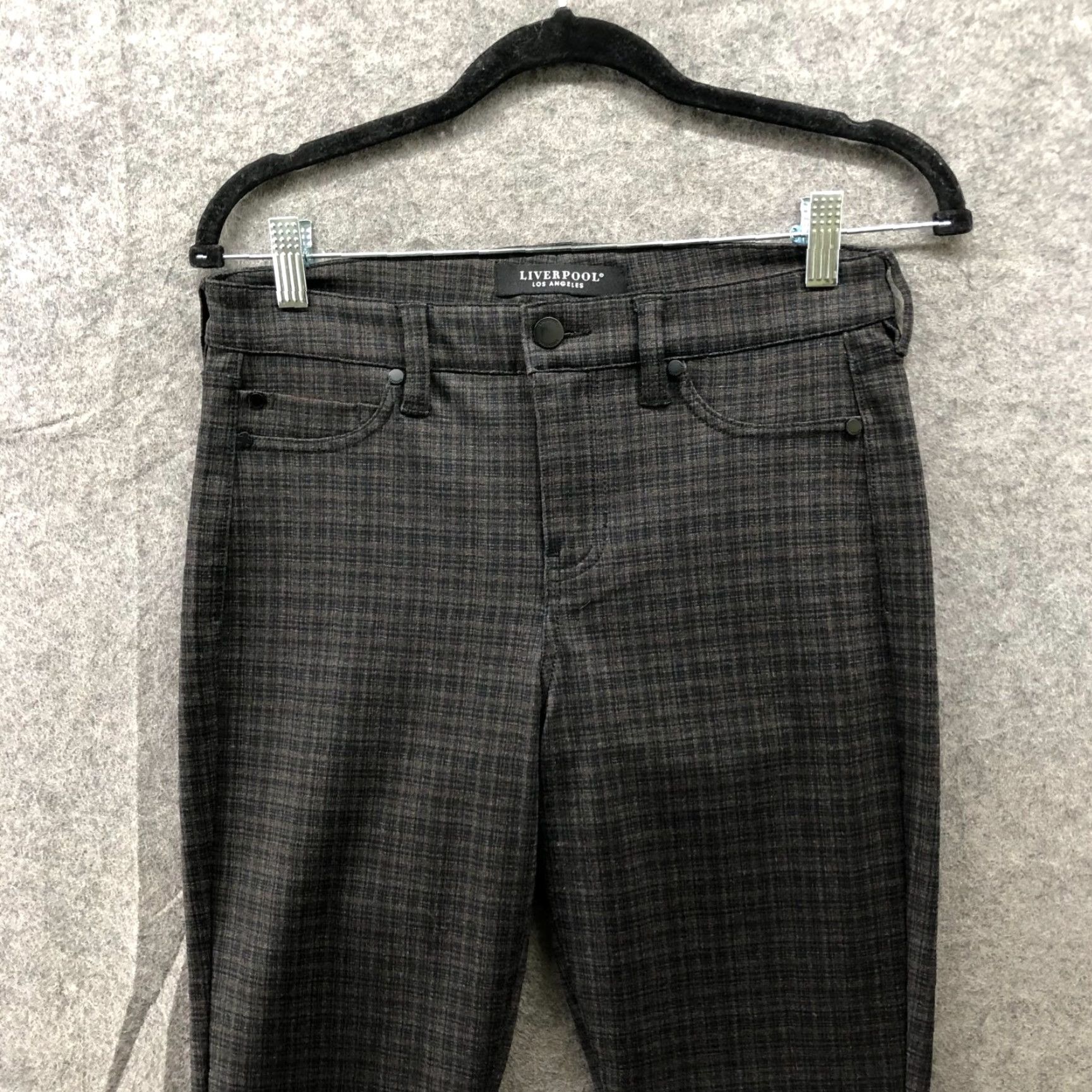 Vintage Liverpool Madonna Skinny Legging Pants Womens 4 Brown Plaid Trouser Size 27" / US 4 / IT 40 - 3 Thumbnail
