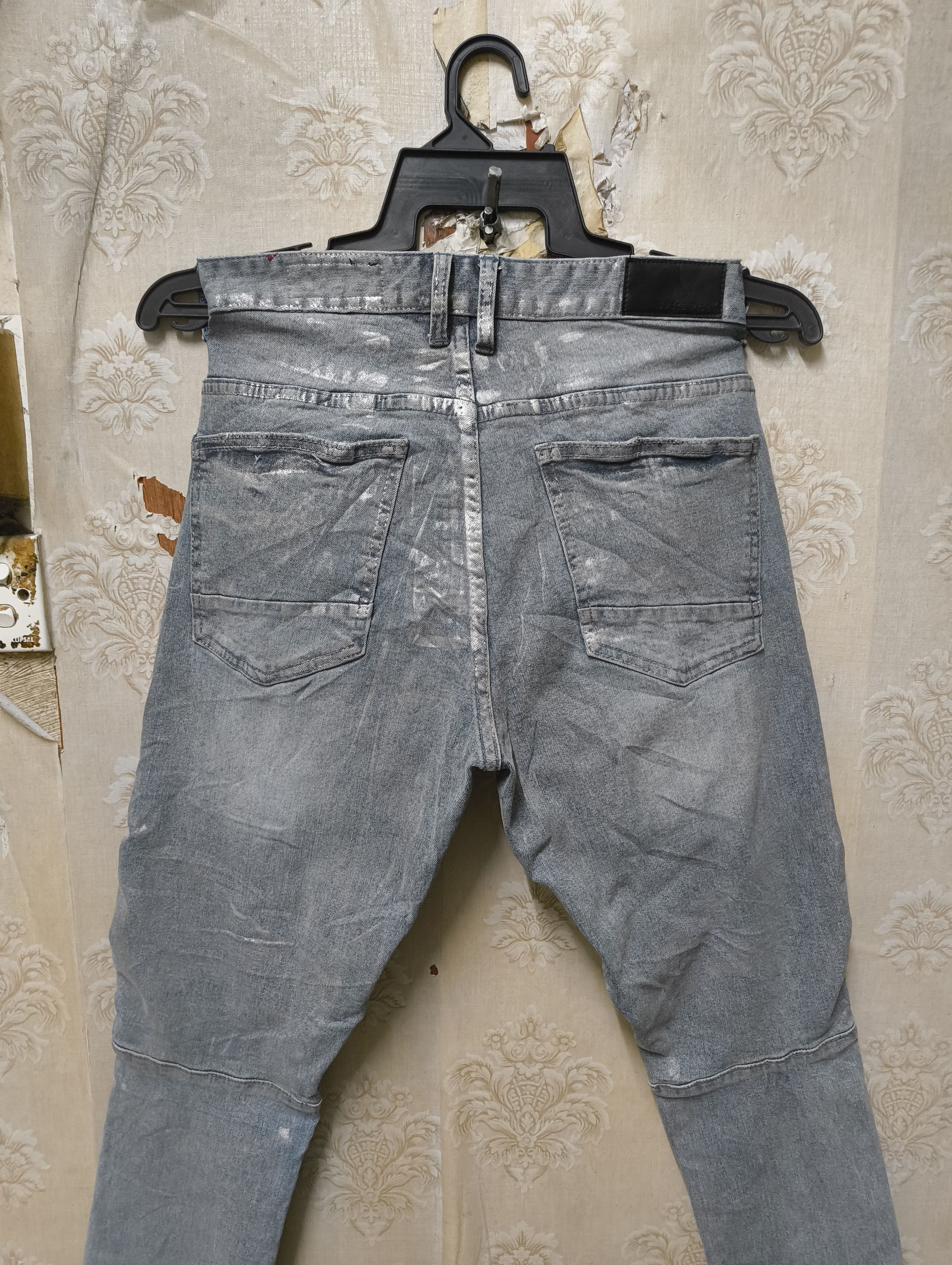 Smoke Rise SMOKE RISE JEANS BIKER STYLE SILVER EFFECT Size US 33 - 10 Thumbnail