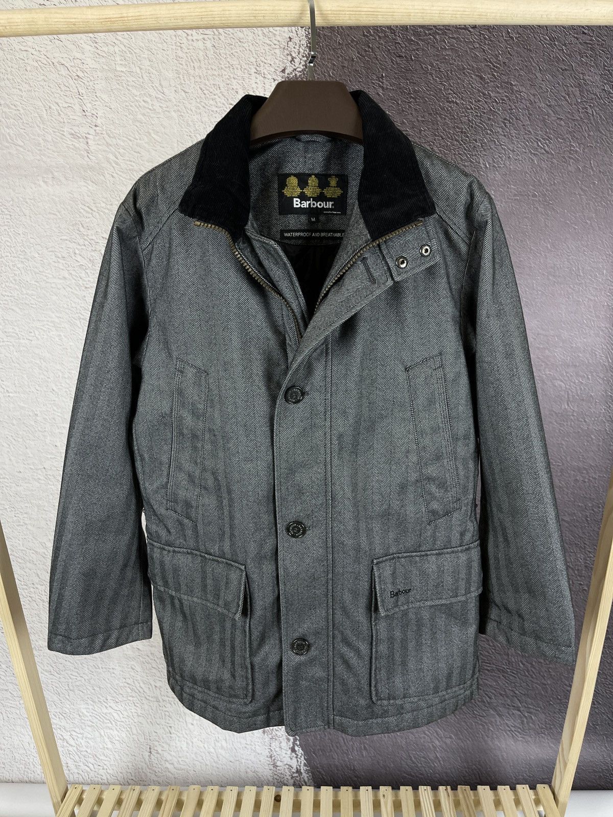 image of Barbour T1137 Herringbone Challenger Coat Jacket in Grey, Men's (Size Medium)