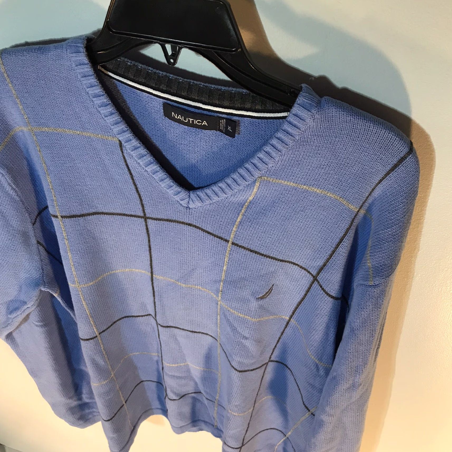 Nautica VINTAGE Nautica Sweater Mens XL Blue Striped 100% Cotton V-Neck Knit Pullover Fall Winter Classic Logo Size US XL / EU 56 / 4 - 3 Thumbnail