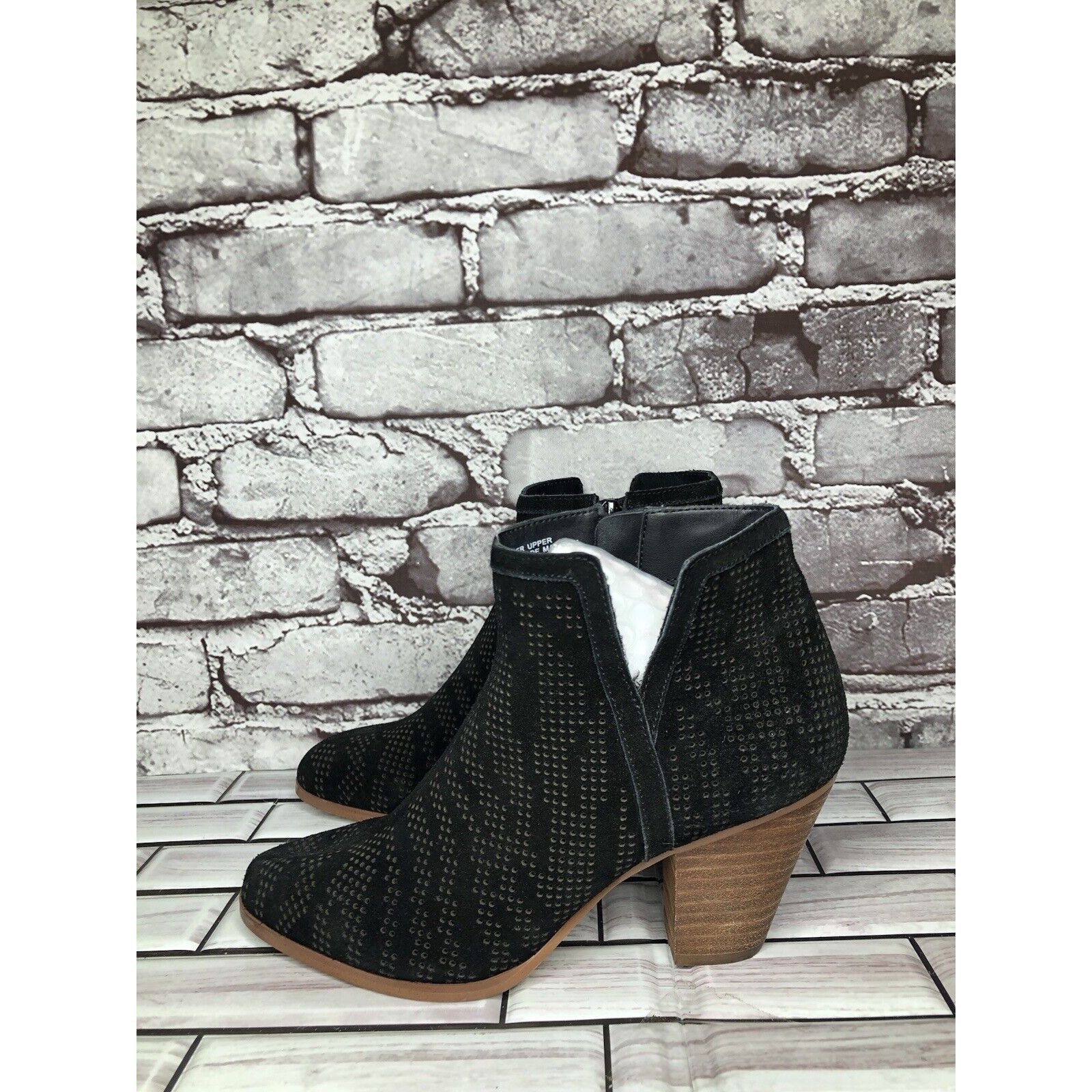 Other Violet & Red Jensen Black Suede Perforated Ankle Boots Block Size US 6 / IT 36 - 3 Thumbnail