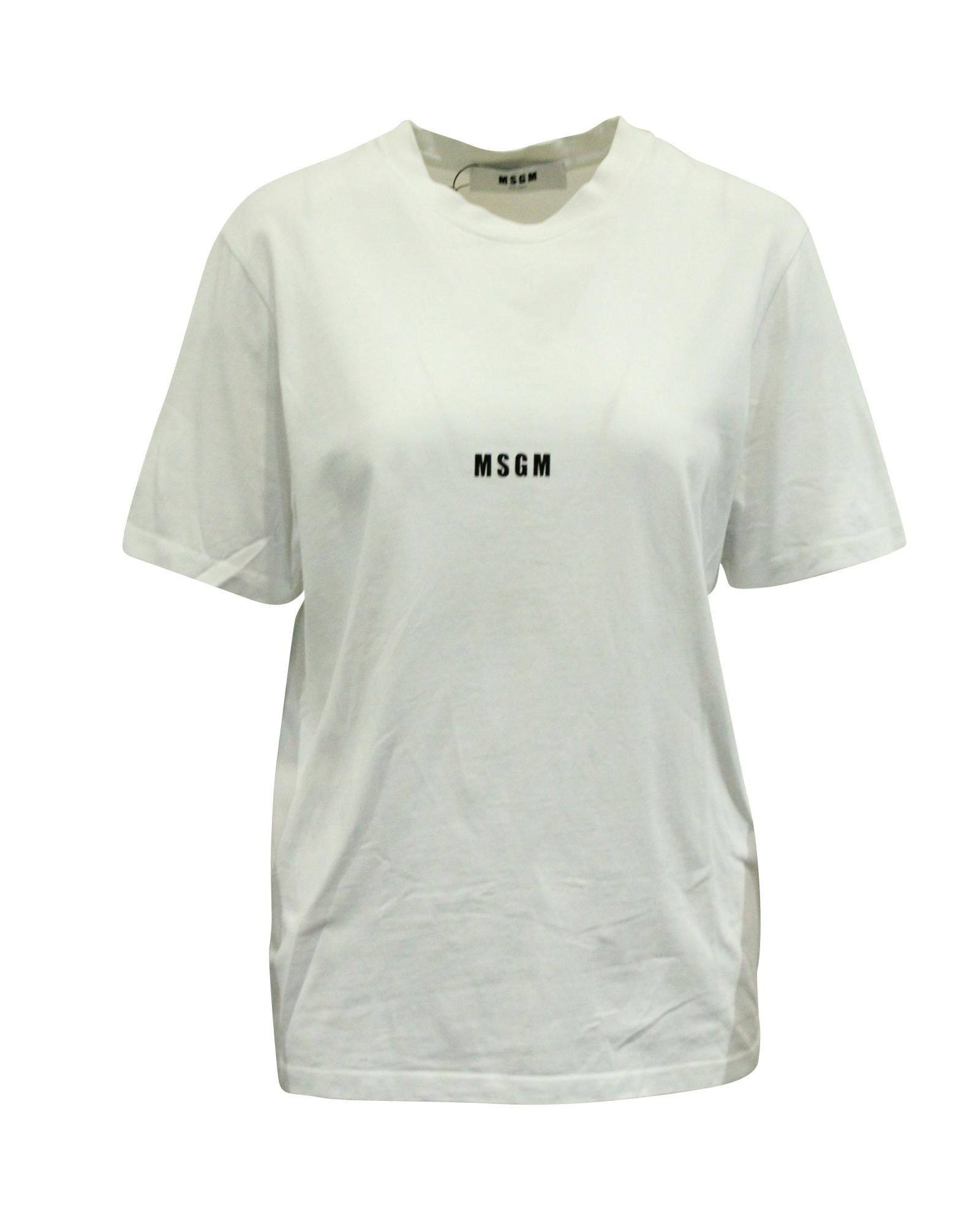 Image of Minimalist Logo White Cotton T-Shirt By Msgm, Women's (Size Small)