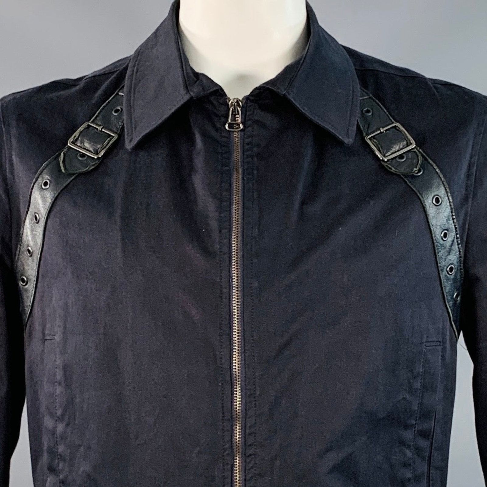 John Bartlett JOHN BARTLETT Black Cotton Twill Harness Zip Up Jacket Size US L / EU 52-54 / 3 - 2 Thumbnail