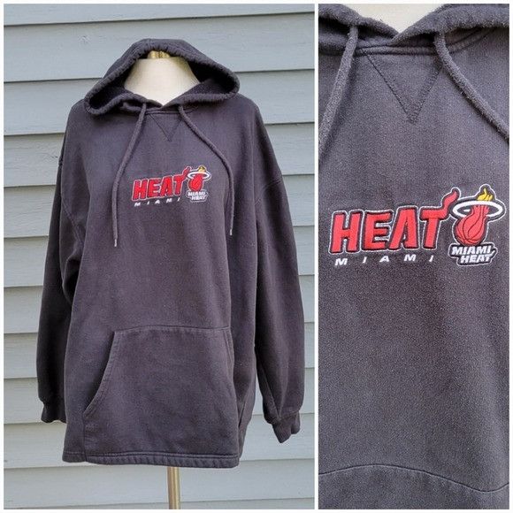 NBA Vintage 90s y2k Black Embroidered Miami Heat Logo NBA Pullov Size US XL / EU 56 / 4 - 4 Thumbnail