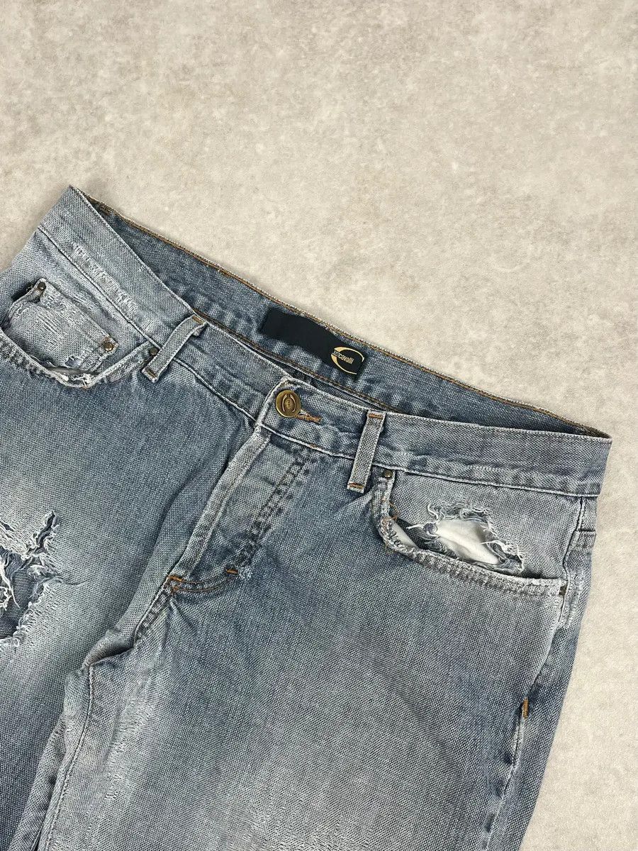 Just Cavalli 2000s Cavalli Distressed Light Blue Denim Jeans Size US 30 / EU 46 - 10 Thumbnail