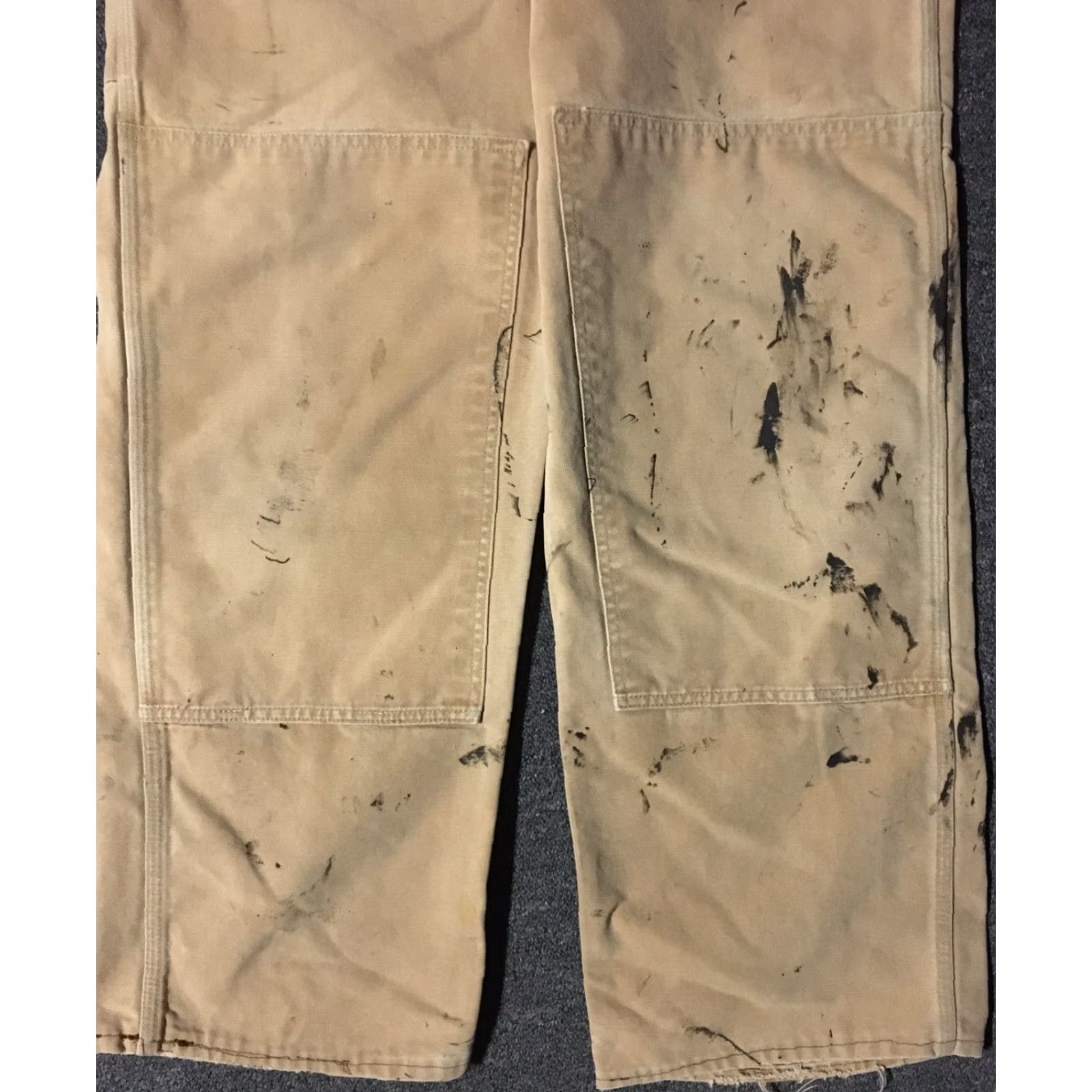 Carhartt VINTAGE Carhartt Overalls Shirt Mens 36 Tan 90s 80s Grunge Painter Biker USA Paint Distressed Double Knee"} Size US 36 / EU 52 - 3 Thumbnail