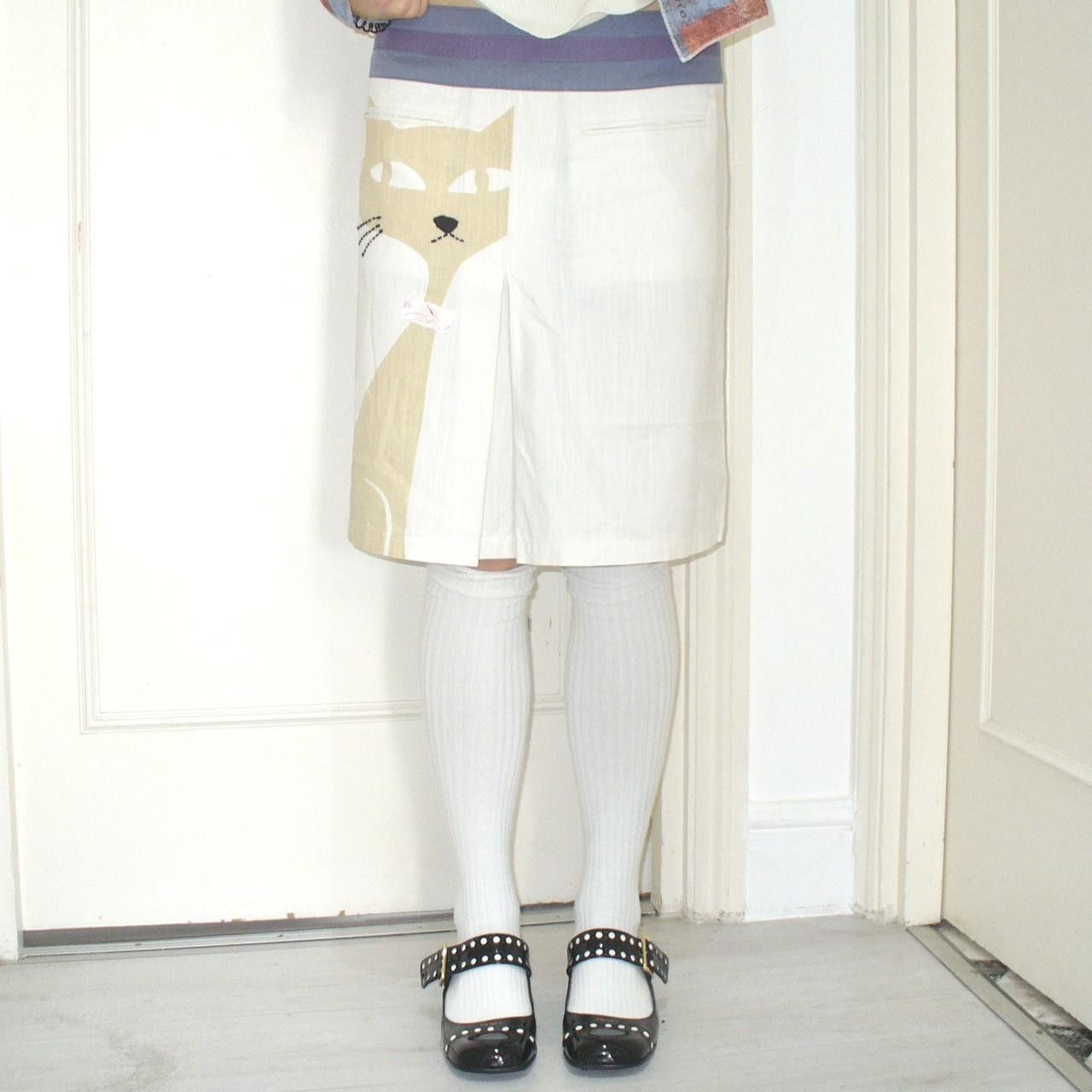 Other vintage French skirt with kitty pattern Size 28" / US 6 / IT 42 - 1 Thumbnail