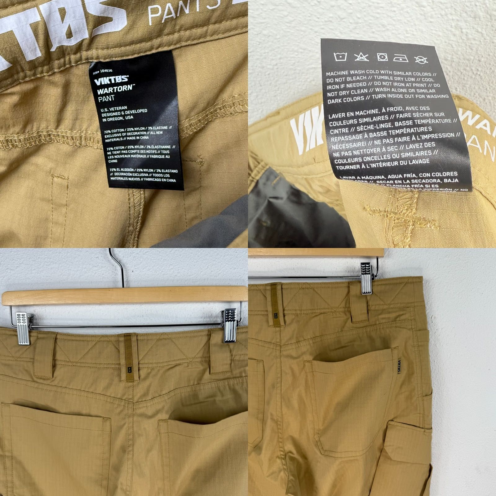 Vintage VIKTOS Wartorn Pants Mens 34x34 Khaki Ripstop Double Knee Tactical Utility Pants Size US 34 / EU 50 - 8 Thumbnail