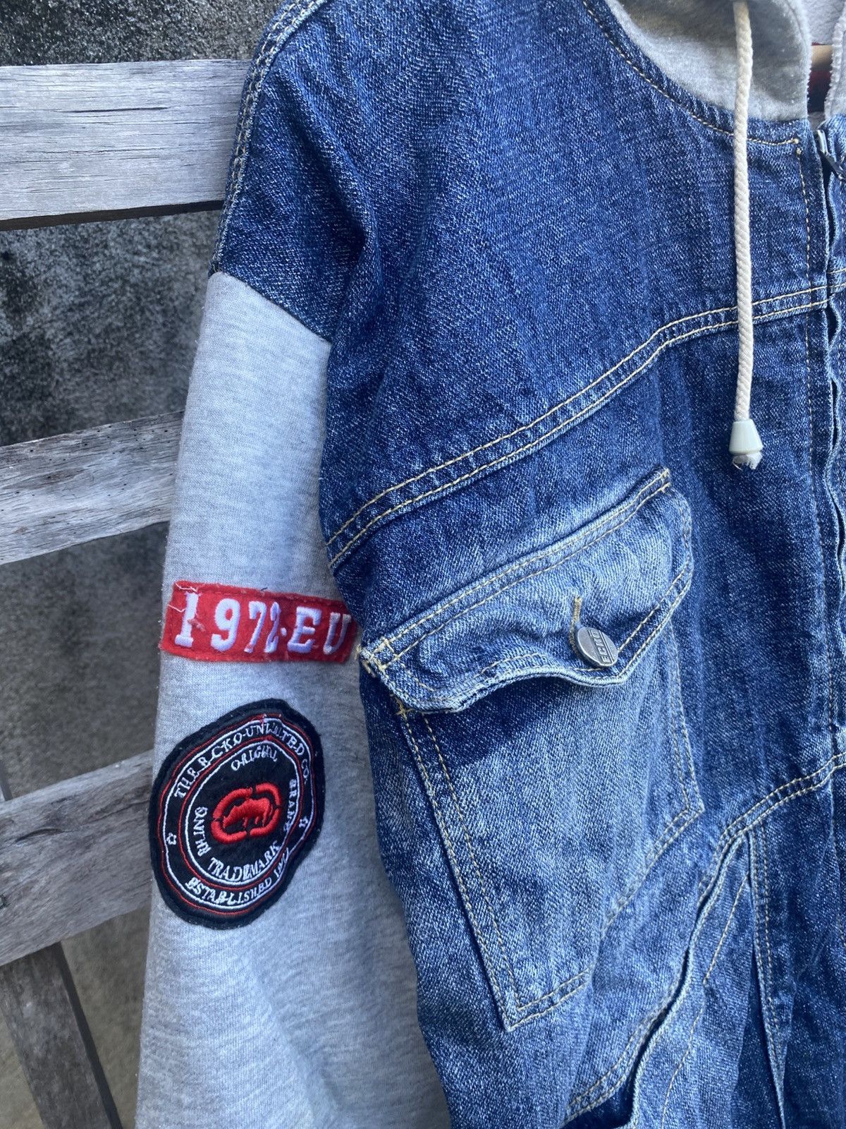 Ecko Unltd. Vintage Ecko Unltd Full Zip Denim Hoodie Jacket Size US XL / EU 56 / 4 - 7 Thumbnail