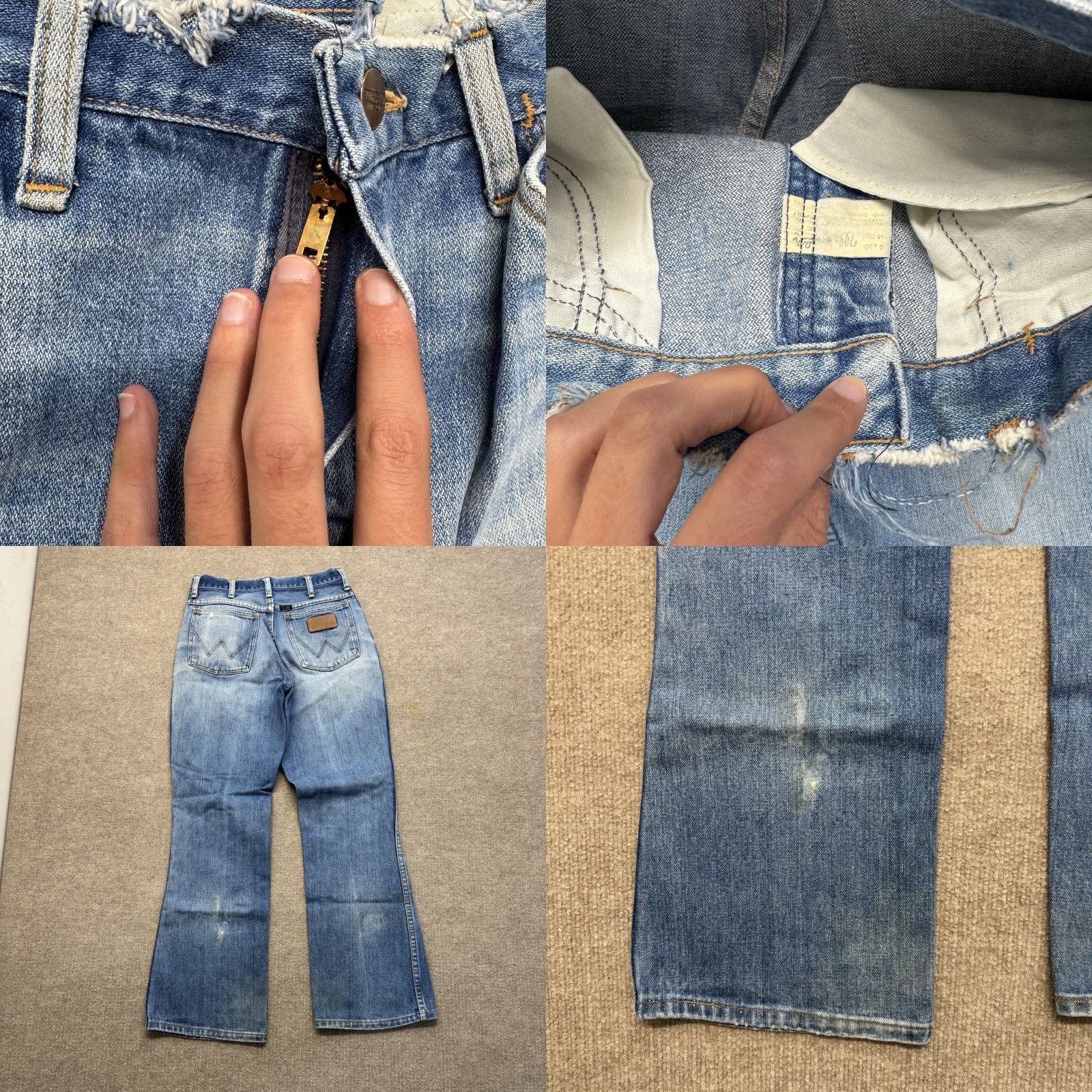 Wrangler VINTAGE Wrangler Jeans Mens 26x29 Denim USA Made Bell Bottom Flared 70s Distressed Pockets Wrangler Retro 945 Jeans Mens Jeans Blue 26x29 Size US 26 / EU 42 - 8 Thumbnail