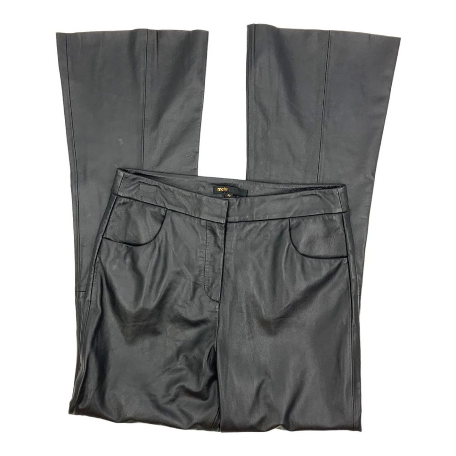 Maje Maje Black Lambskin Leather Trouser Pants 38FR Medium US Size 29" - 1 Thumbnail