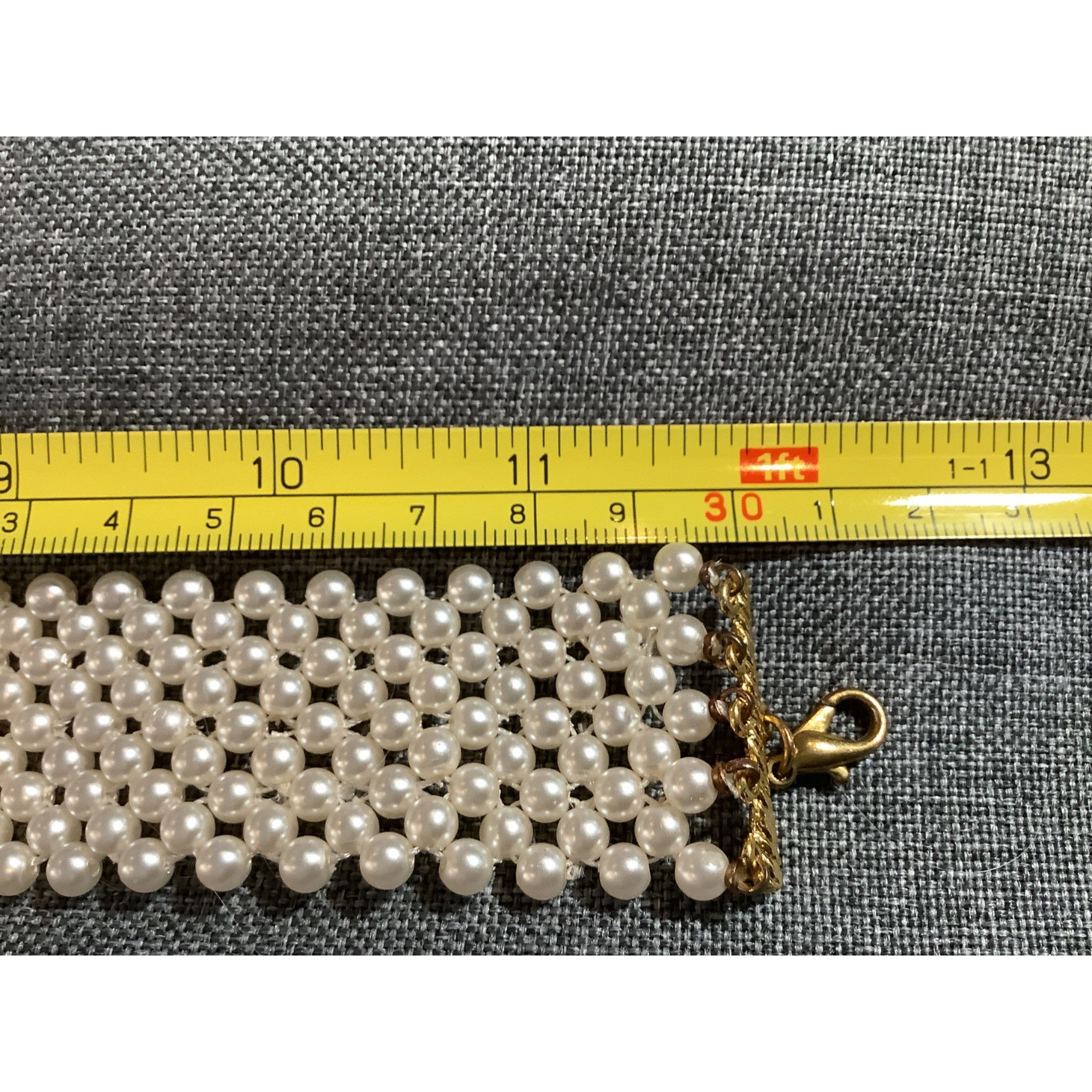 Other Faux Pearl Choker Necklace With Goldtone Chain Clasp 14" Vin Size ONE SIZE - 4 Thumbnail