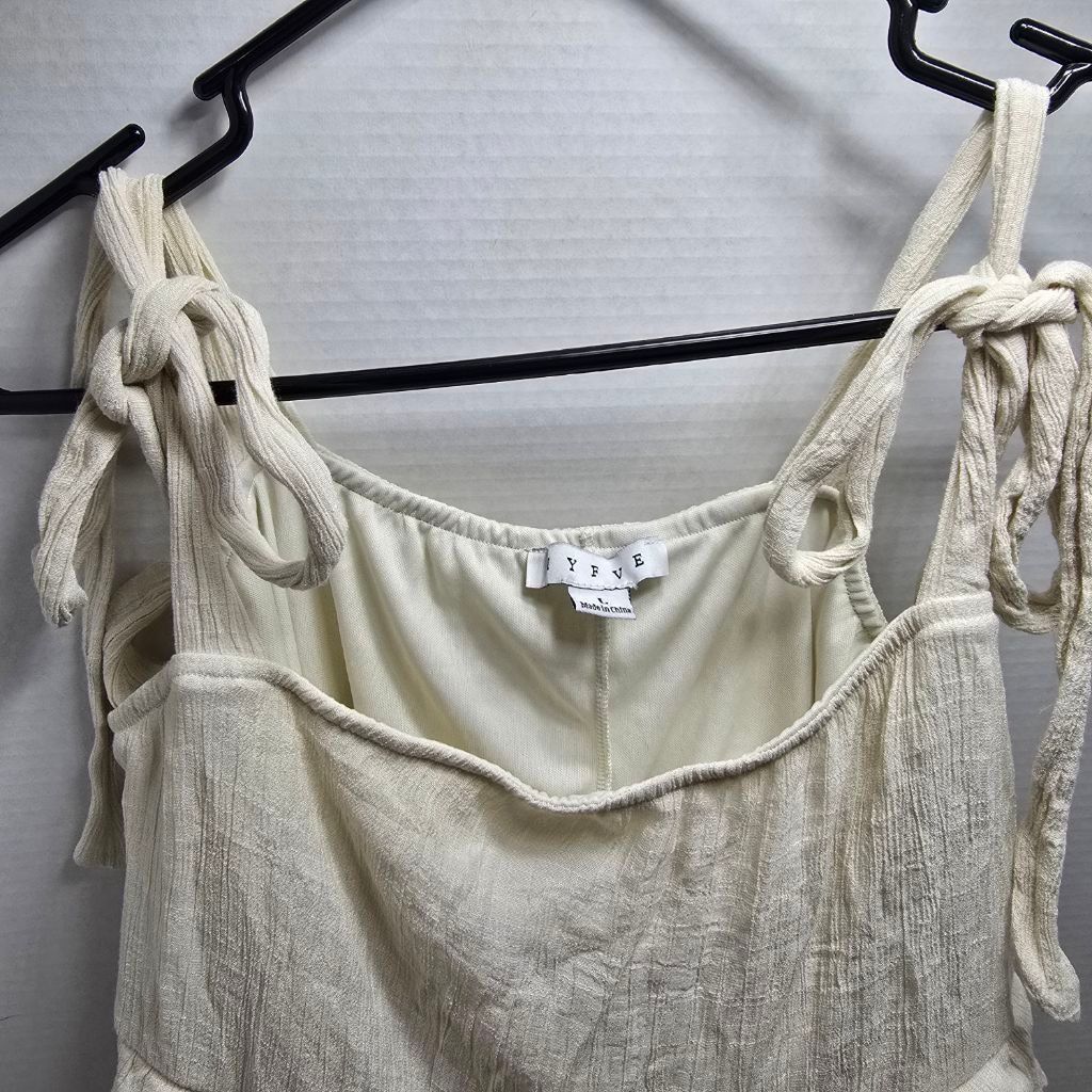 The Unbranded Brand Women's HYFVE Beige Tiered Ruffle Mini Dress L Size L / US 10 / IT 46 - 3 Thumbnail