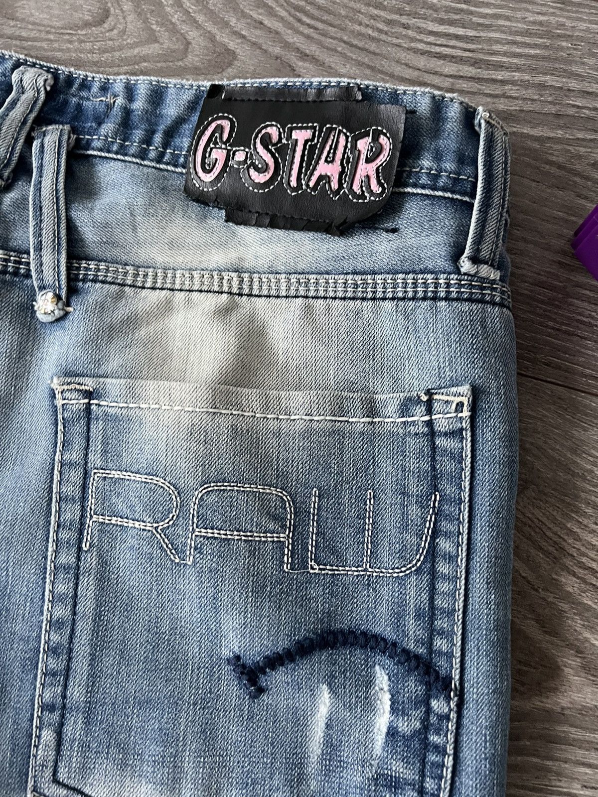 G-Star G Star Vintage Y2k Opium Distressed Denim Embroidered Jeans Size US 33 - 11 Thumbnail