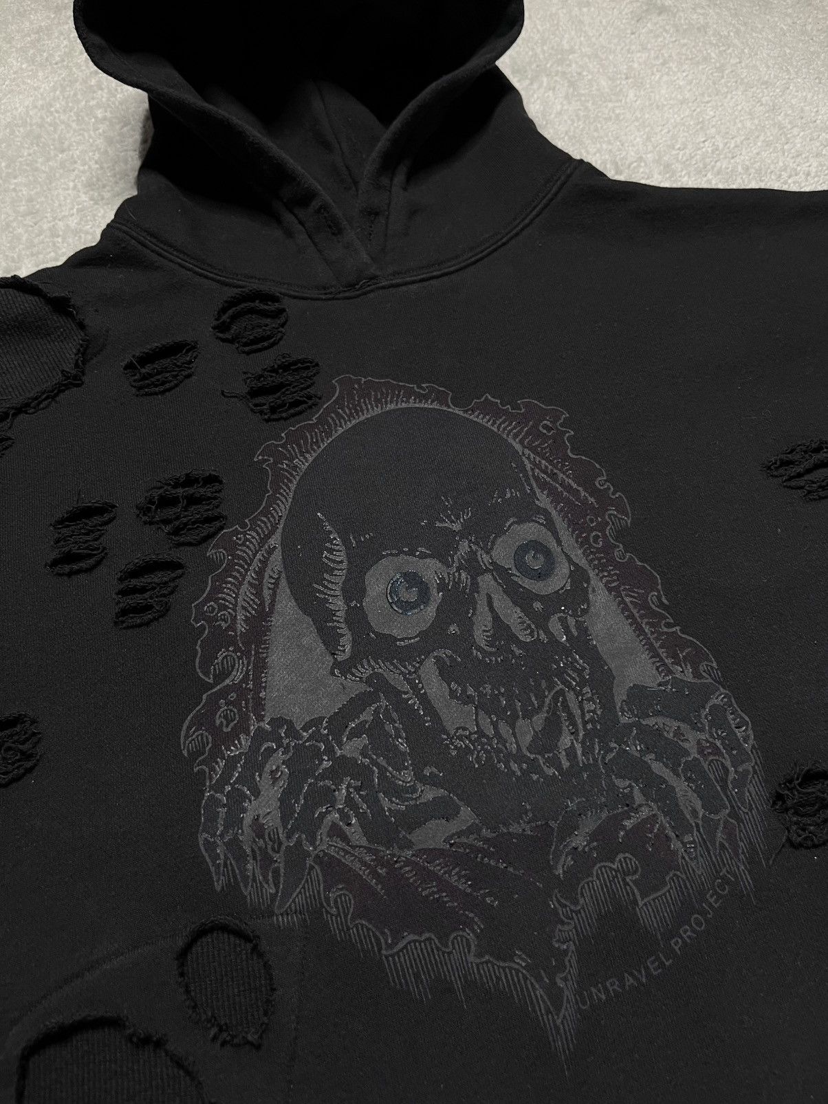 Ben Taverniti Unravel Project Vintage Black Sweatshirt Hoodie Skull Unravel Ben Taverniti Size US XL / EU 56 / 4 - 5 Thumbnail