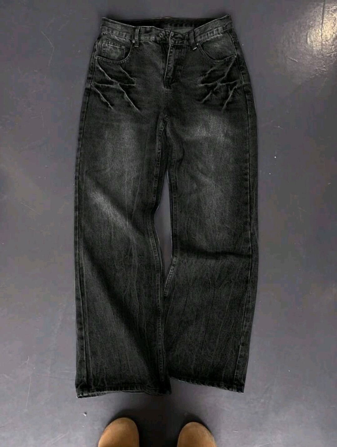 Japanese Brand Lightning Distressed Washed Loose Baggy Jeans Size US 39 - 1 Thumbnail