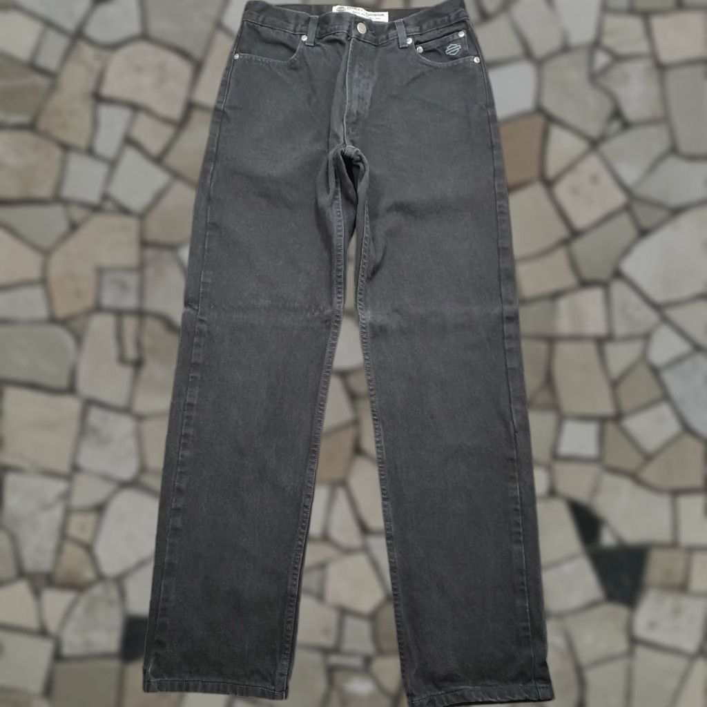 Harley Davidson VTG Harley-Davidson Jeans Mens 30x32 Black Straight Leg Biker Denim 5-Pocket Zip Zipper Logo Size US 30 / EU 46 - 1 Thumbnail