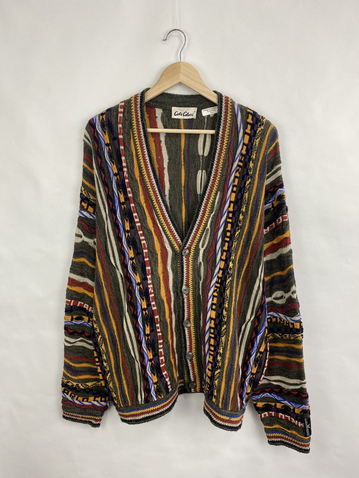 Carlo Colucci 🇺🇸 Vintage 90s Carlo Colucci Cardigan Coogi Style Sweater Size US XL / EU 56 / 4 - 3 Thumbnail