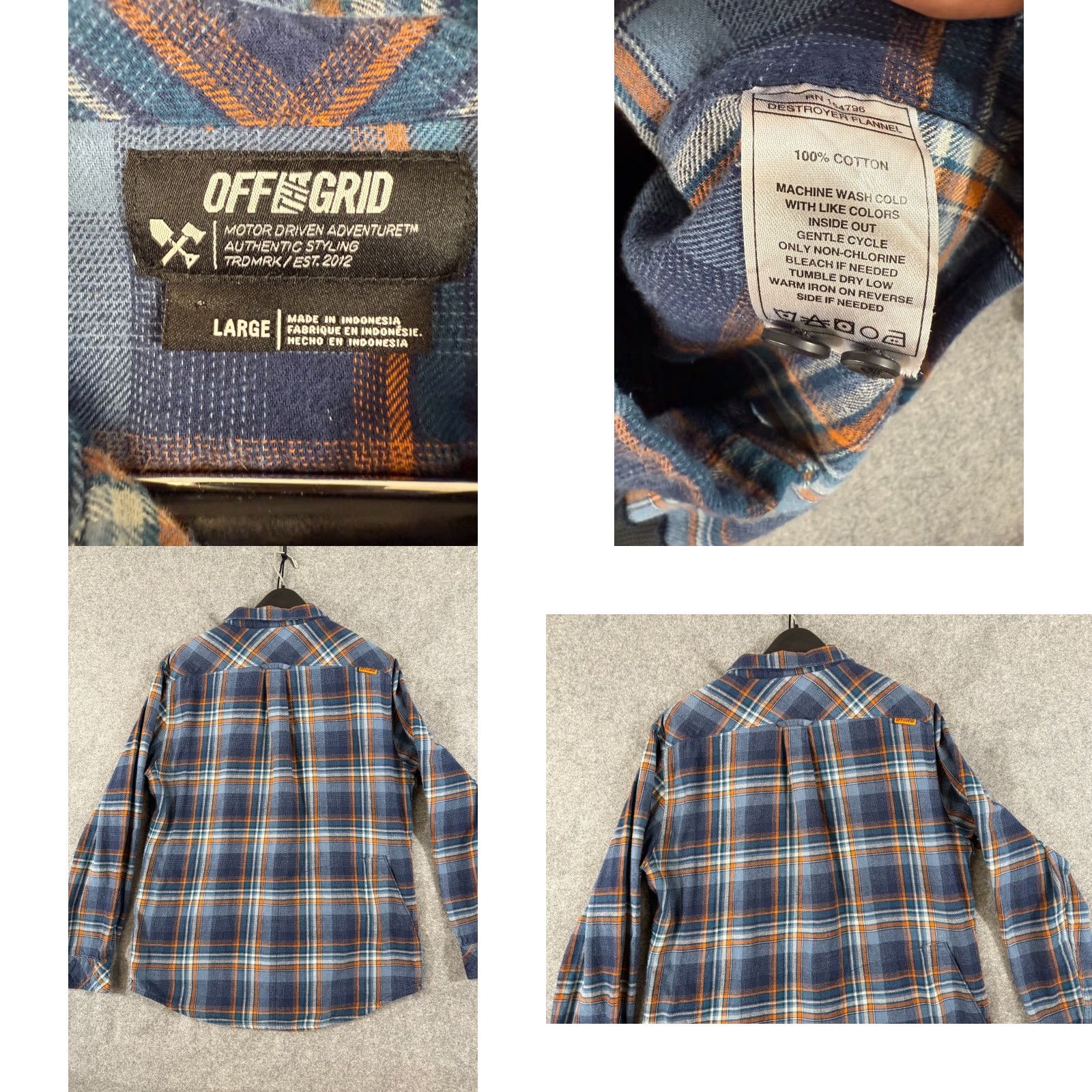 Vintage Off The Grid Shirt Mens L Blue Plaid Destroyer Flannel Button-Up Outdoor Adventure Pockets Shirt Mens L Blue Plaid Destroyer Flannel Button-Up Size US L / EU 52-54 / 3 - 8 Thumbnail