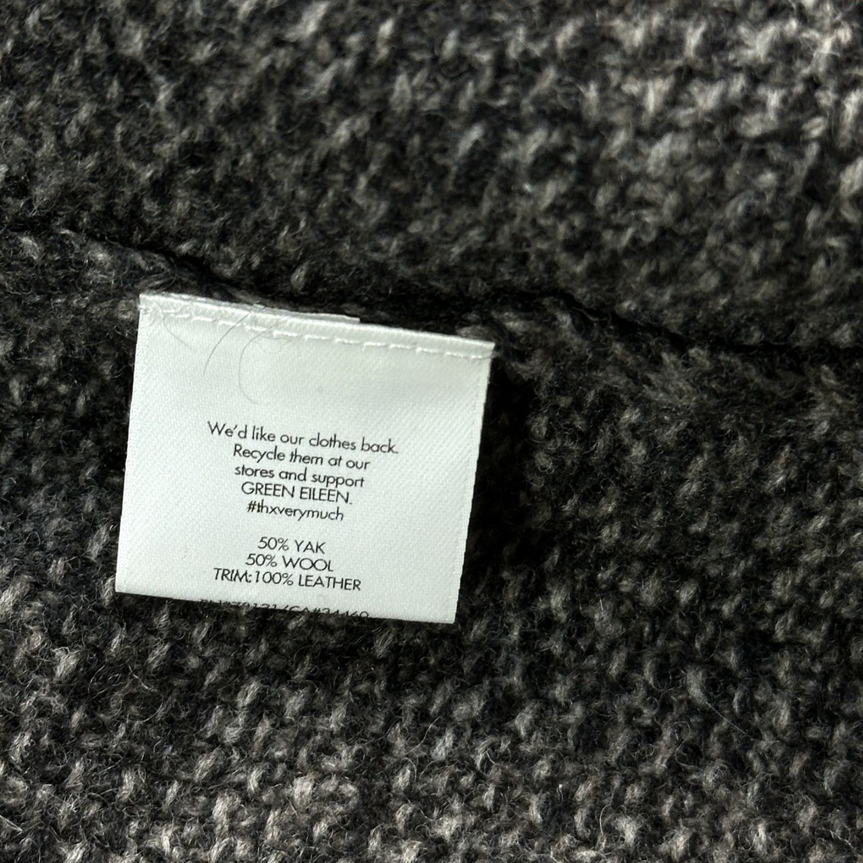 Eileen Fisher Eileen Fisher Sweater Womens Large Wool Yak Leather Trim Textured Knit Cardigan Size L / US 10 / IT 46 - 6 Thumbnail