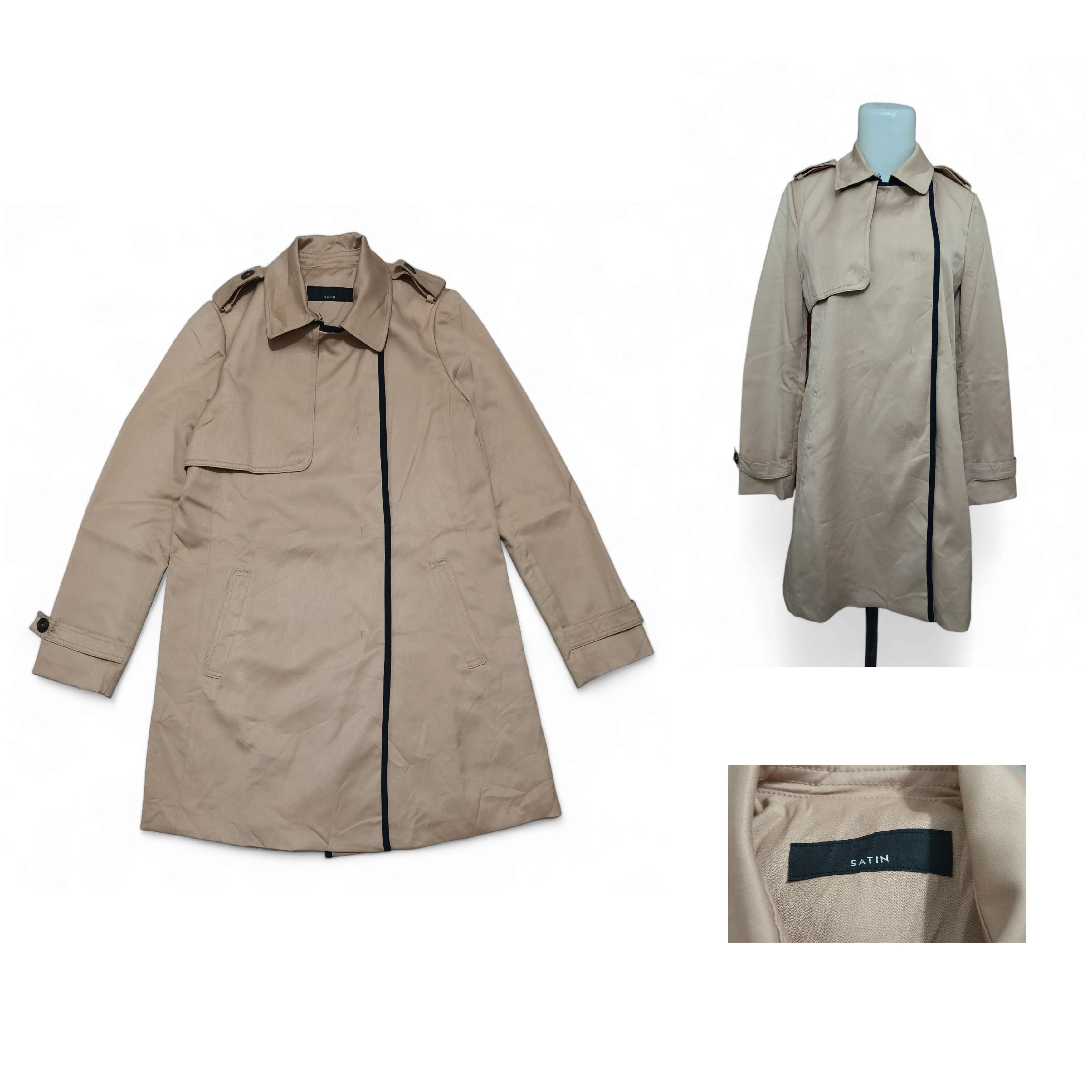Other SATIN Women's Beige Korean Trench Coat Size XS / US 0-2 / IT 36-38 - 1 Thumbnail