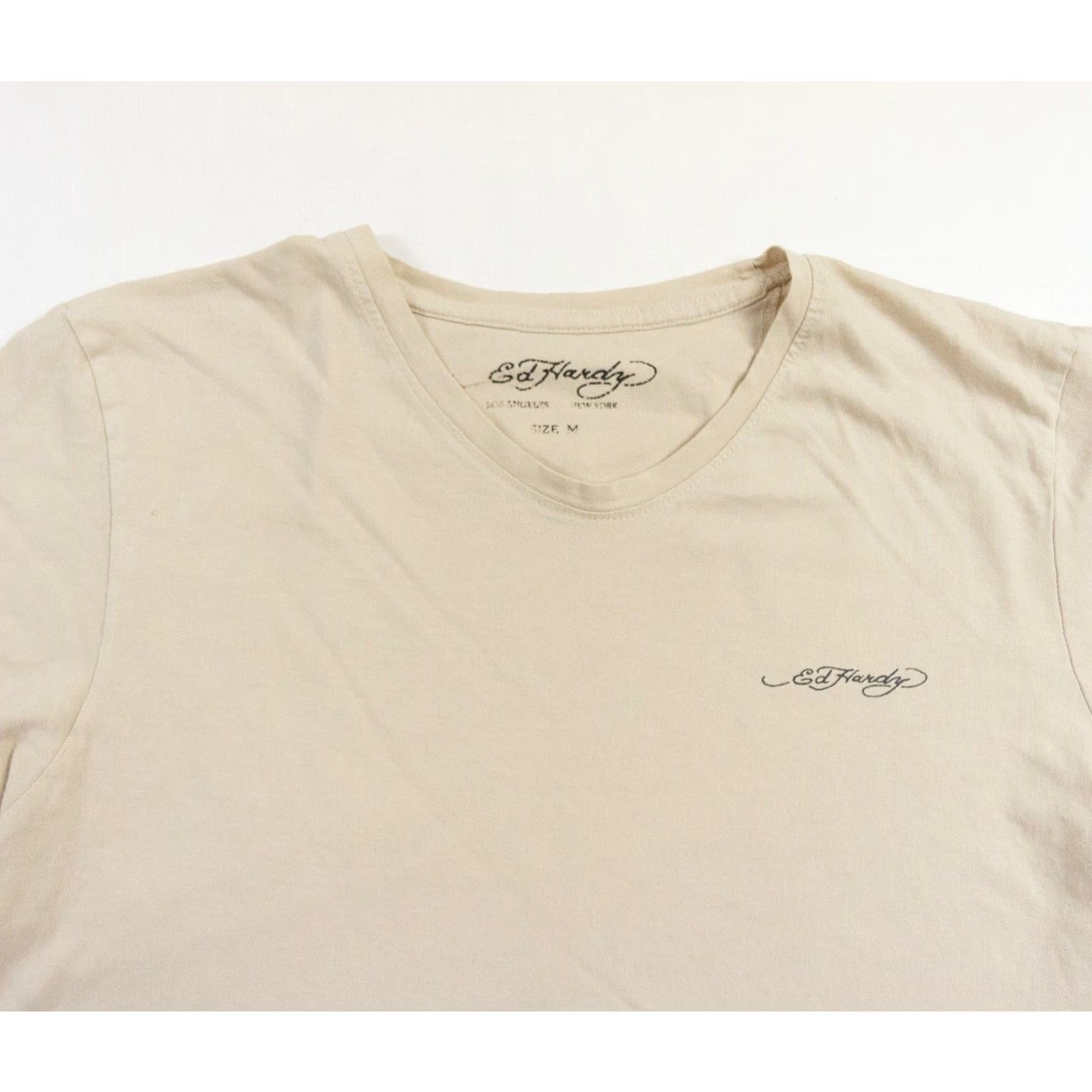 Ed Hardy Ed Hardy Women's T-Shirt Short Sleeve Beige Cotton Knit Regular Size M Basic Casual All Seasons Size M / US 6-8 / IT 42-44 - 2 Thumbnail