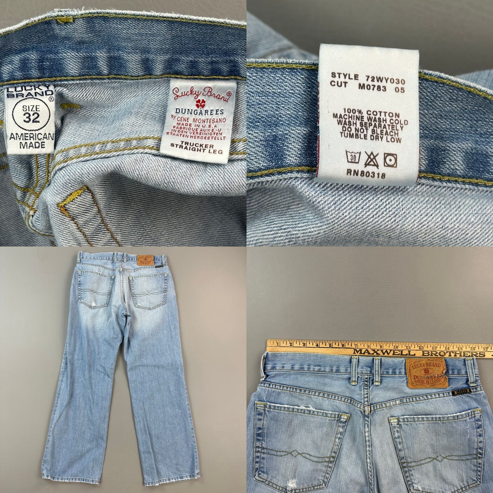 Lucky Brand Vintage Lucky Brand Dungaree Jeans Mens 32x30 Medium Wash Tucker Straight USA Size US 32 / EU 48 - 8 Thumbnail