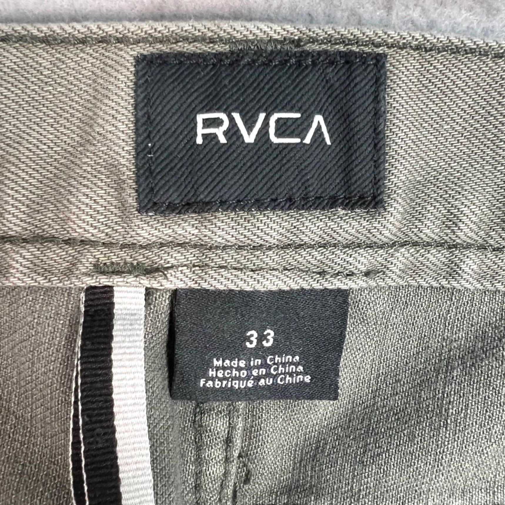RVCA RVCA Mens Jeans 33 Slim Tapered Leg Green Cotton Blend Denim 5-Pocket Mens Modern Fit Size US 33 - 3 Thumbnail