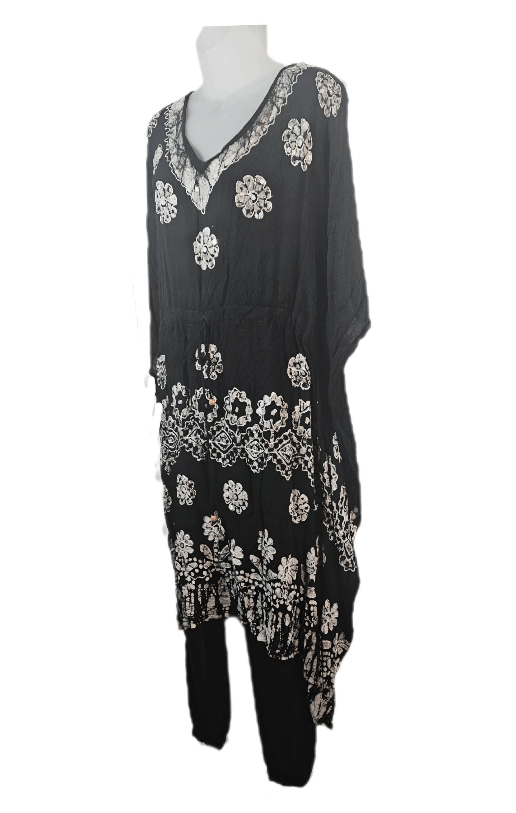 Other 80s Black & White Batwing Sequin Boho Dress Size ONE SIZE - 7 Thumbnail