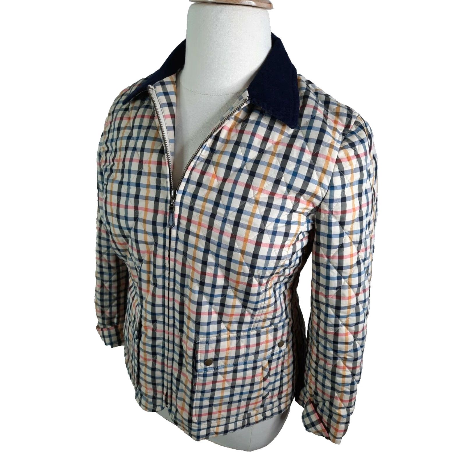 Talbots TALBOTS Plaid Barn Coat Chore Corduroy Collar Women’s Size Petite Large PL Coat Size L / US 10 / IT 46 - 3 Thumbnail