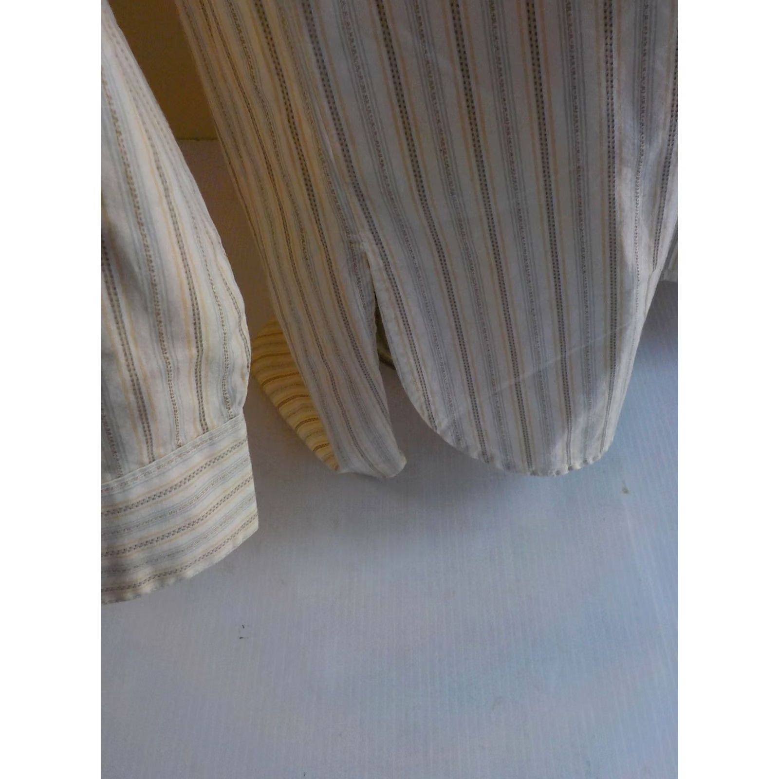 Gap GAP Blouse Striped Button Front Banded Collar 100% Cotton Beige/Light Blue SZ SMALL Womens Casual Shirt Size S / US 4 / IT 40 - 4 Thumbnail
