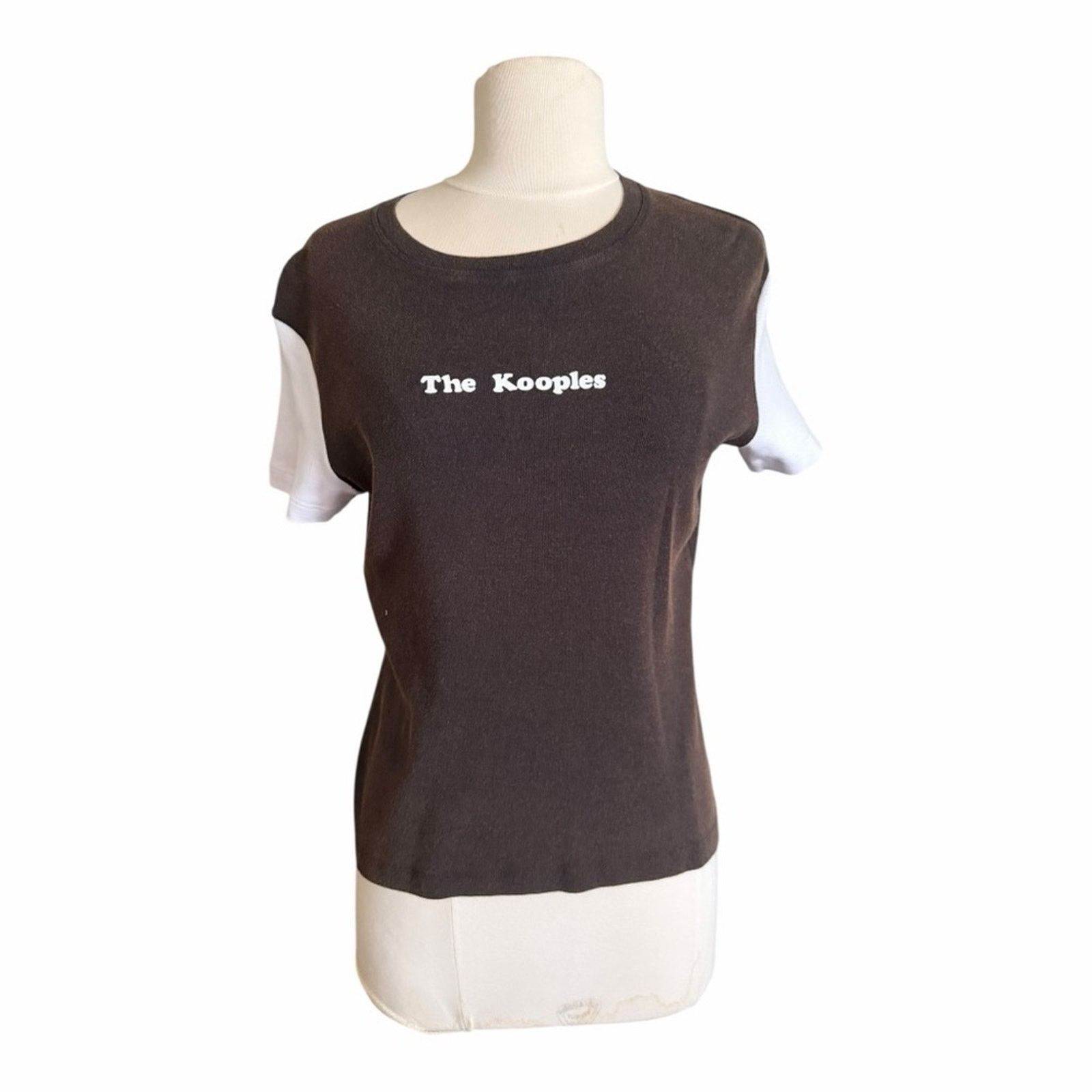 The Kooples The Kooples Logo T-Shirt Brown Cotton White S/S Size 1 NWT Size S / US 4 / IT 40 - 2 Thumbnail