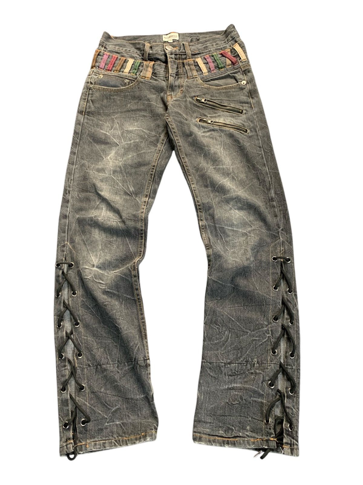 If Six Was Nine × Japanese Brand × Le Grande Bleu (L.G.B.) Lace up nylaus double waist pant vkei style japanese brand Size US 30 / EU 46 - 4 Thumbnail