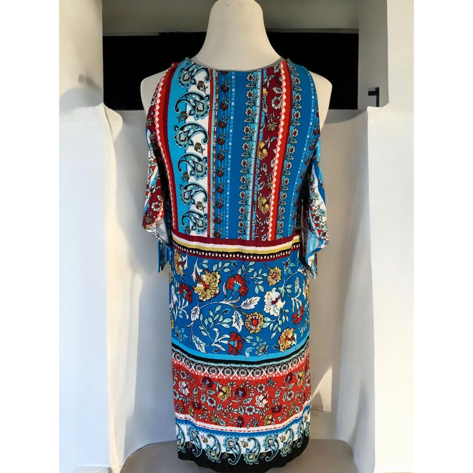 Designer Bohemian Floral Print Colorful Keyhole Sleeveless Dress S Size S / US 4 / IT 40 - 3 Thumbnail