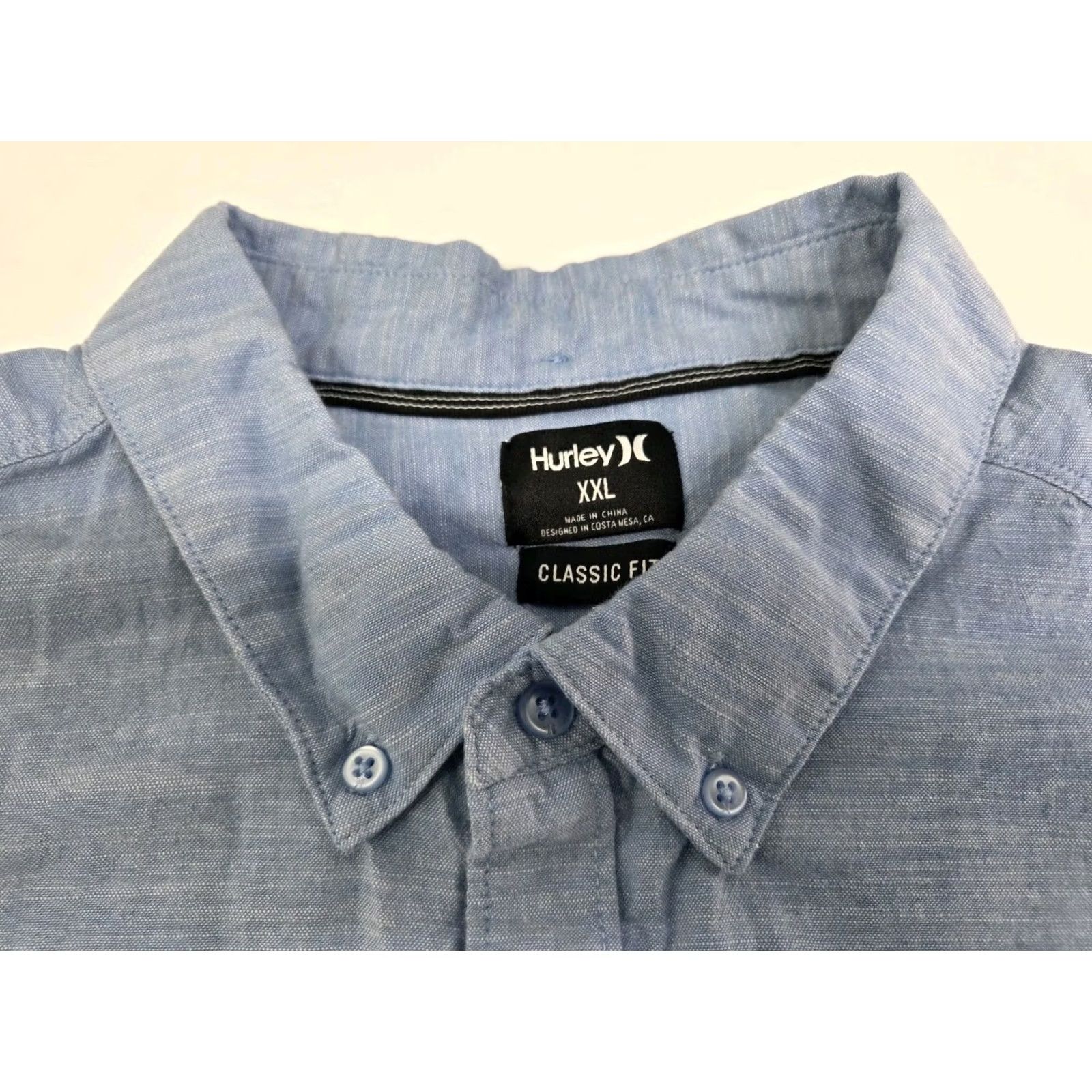 Hurley Hurley Mens Short Sleeve Button-Up Shirt Blue Classic Fit 2XL Regular Cotton Button-Down Size US XXL / EU 58 / 5 - 2 Thumbnail