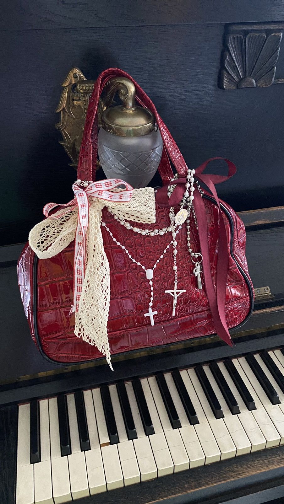 Vintage Vintage red coquette shoulder bag Size ONE SIZE - 7 Thumbnail