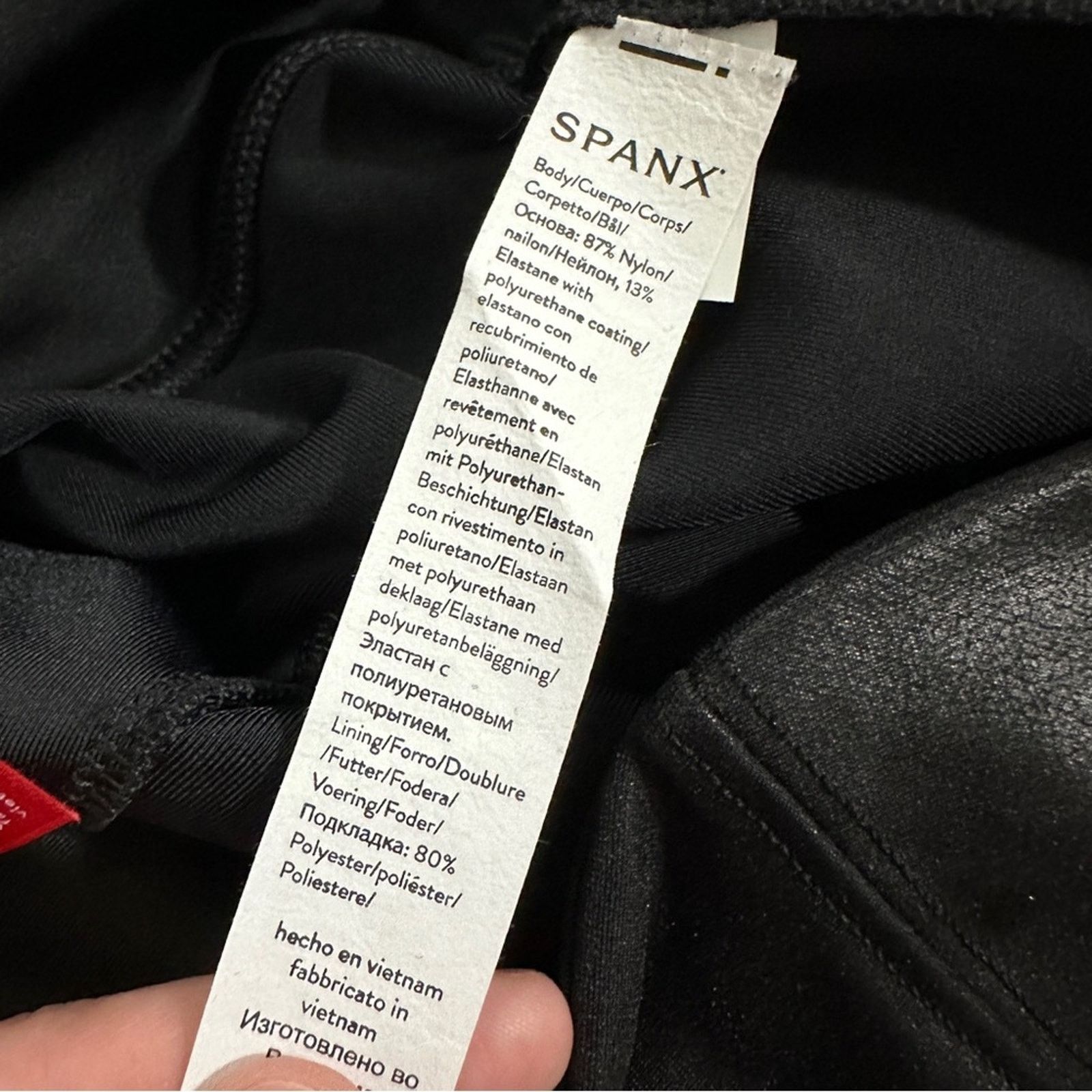 Spanx Spanx Faux Leather Mid Rise Moto Leggings in Very Black Sz M Size 25" / US 0 / IT 36 - 9 Thumbnail