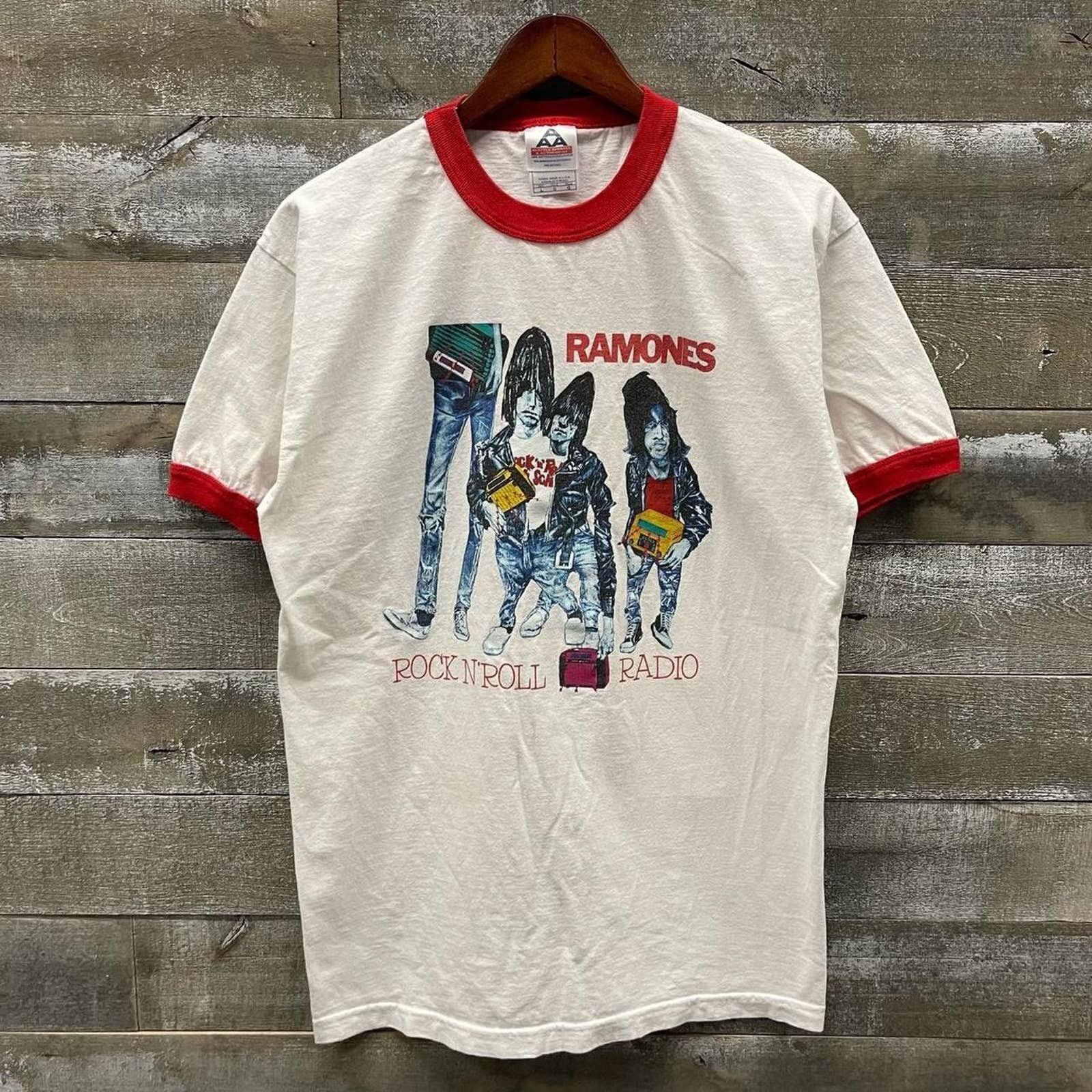 Vintage Ramones Rock N Roll Radio Graphic T-Shirt Men Large