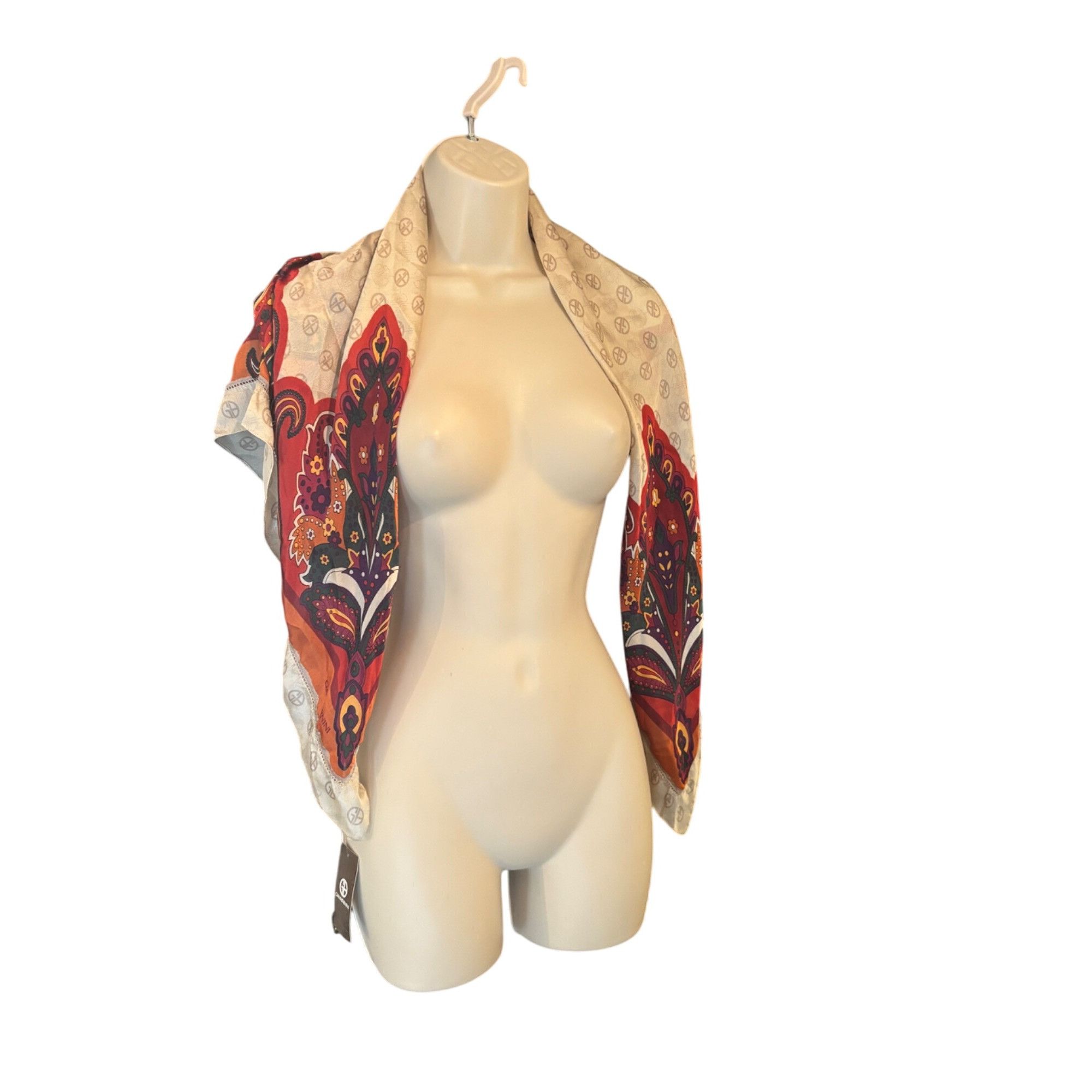Giani Bernini Giani Bernini Logo Paisley Border Printed Scarf, Neutral-mul Size ONE SIZE - 5 Thumbnail