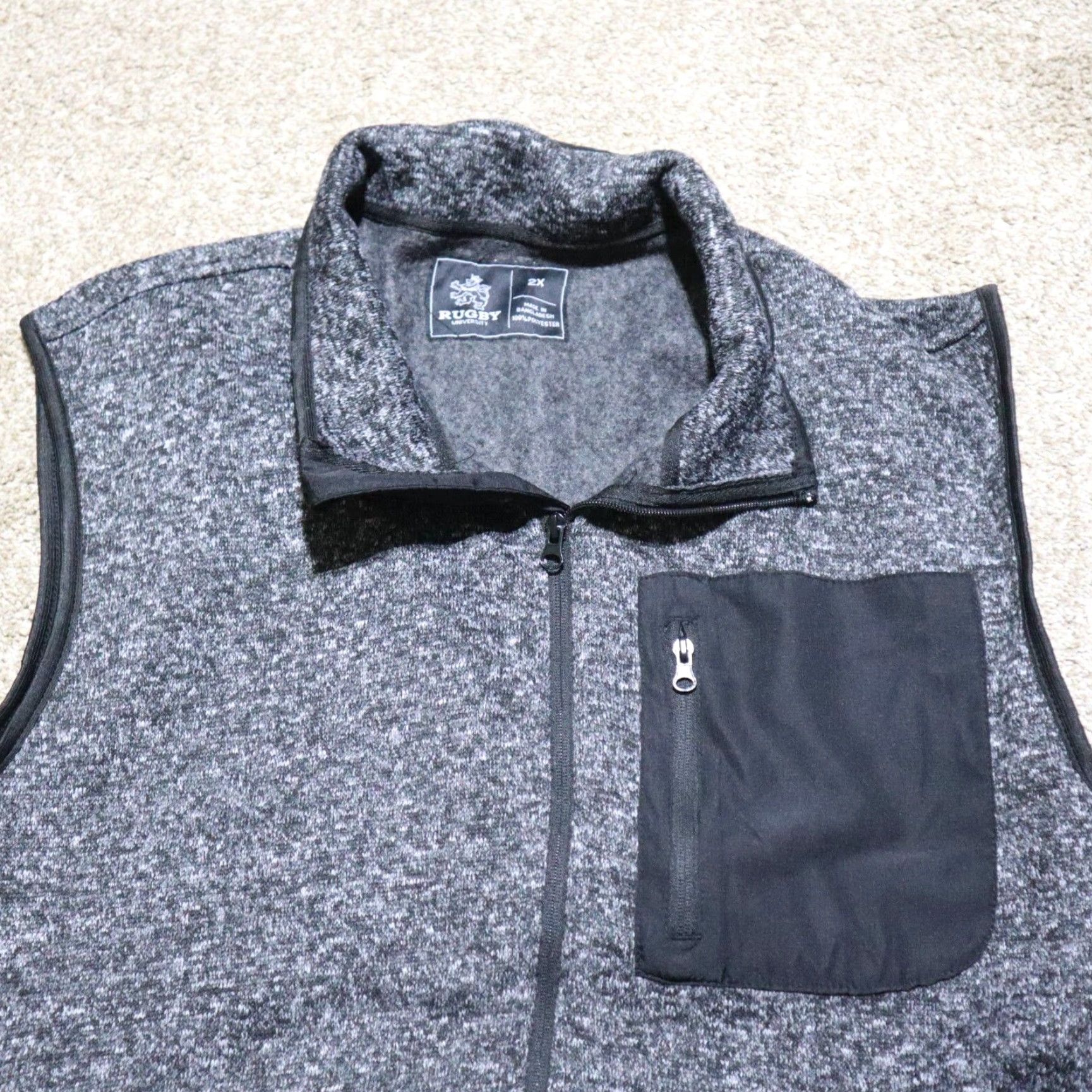 Vintage Rugby University Vest Hoodie Shirt Men's Big & Tall 2X Gray Zip Hooded Winter University - Mens Size US XXL / EU 58 / 5 - 2 Thumbnail