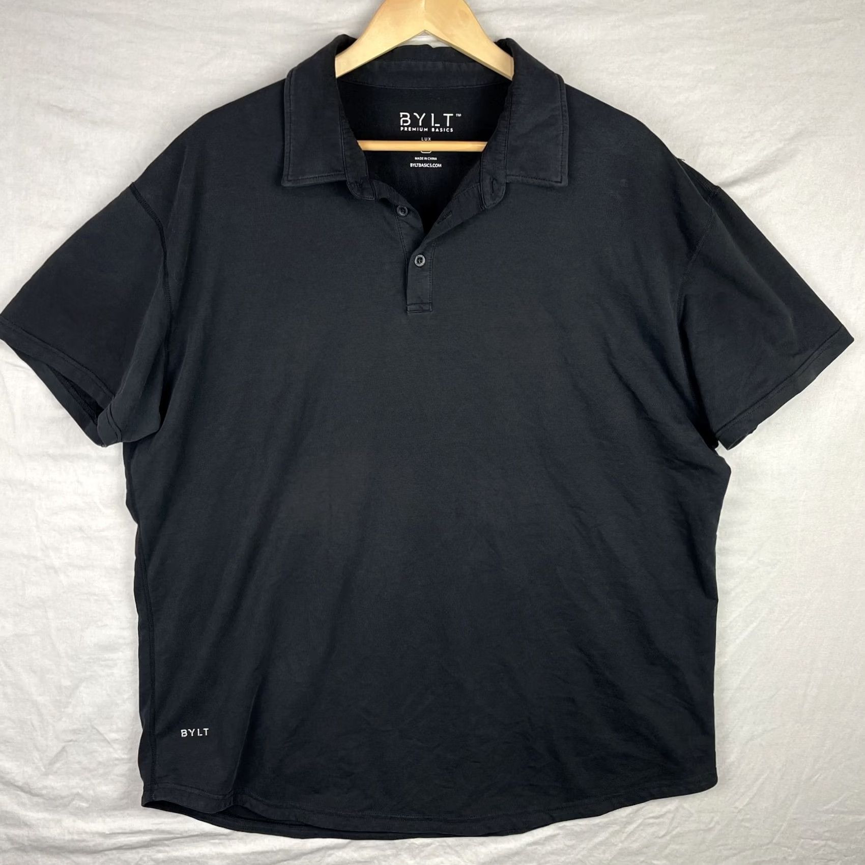Vintage Bylt Polo Shirt 2XL Black Lux Button Up Collar Stretch Preppy Mens Size US XXL / EU 58 / 5 - 2 Thumbnail